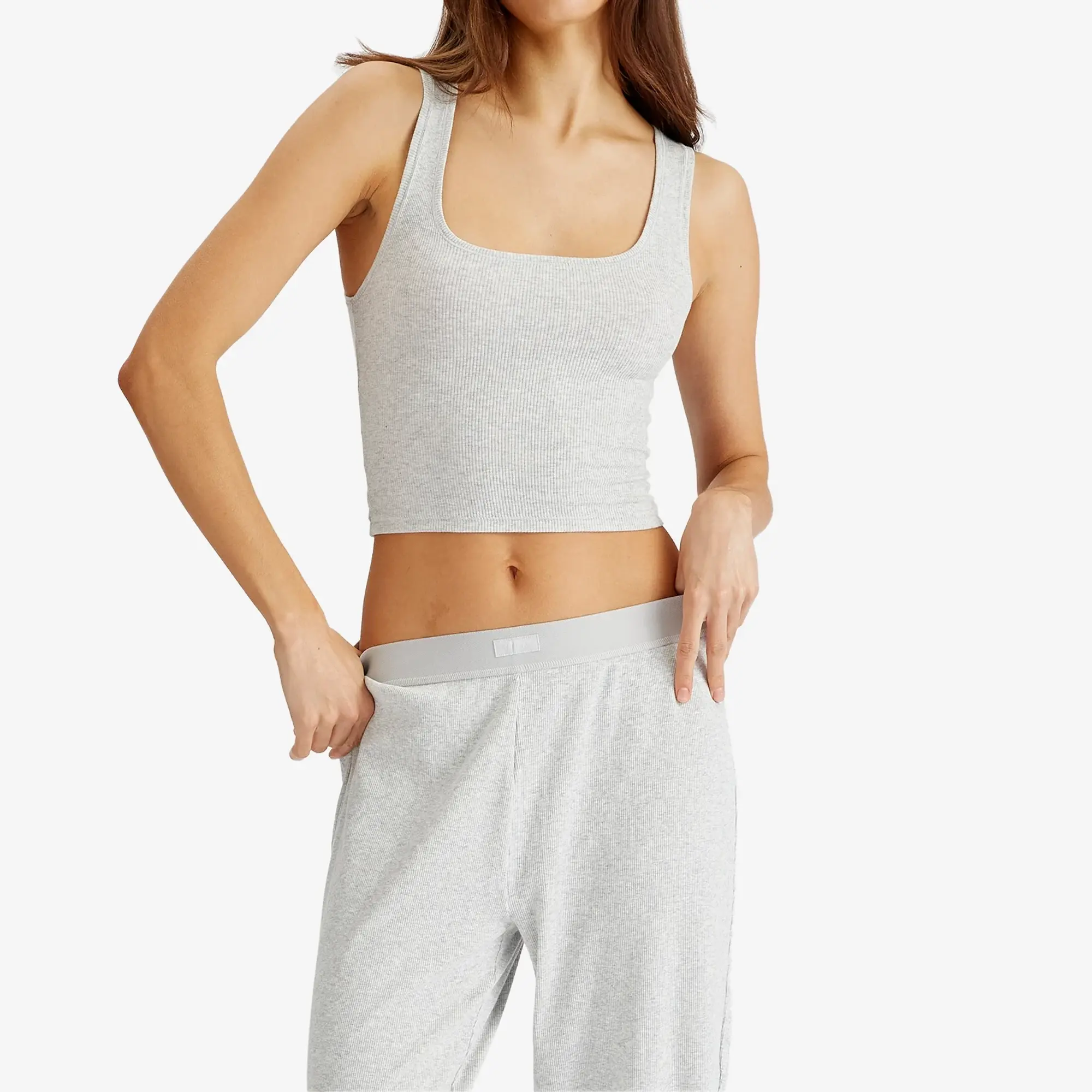 SKIMS Women's Cotton Rib Pant Light Heather Grey