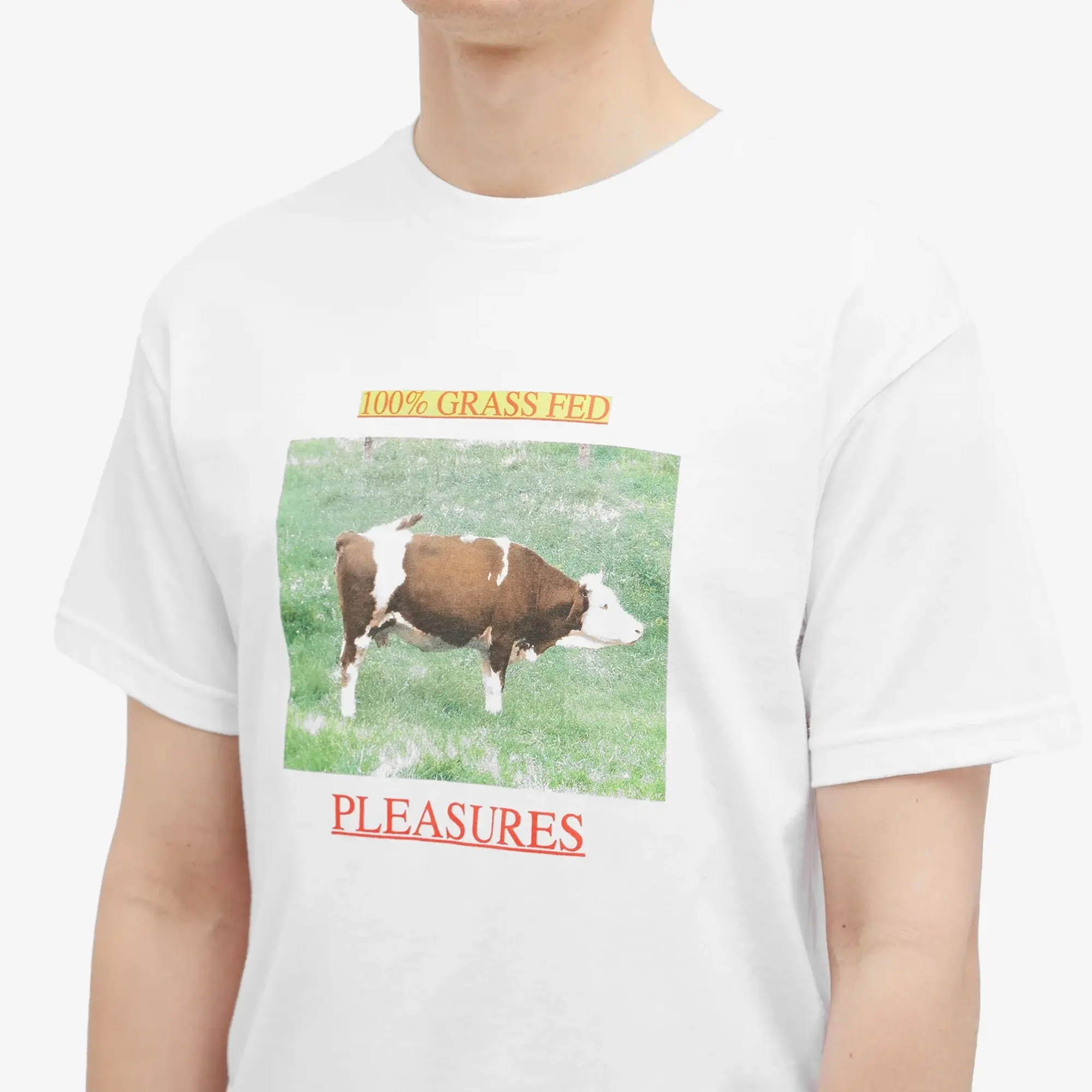 Pleasures Men's Grass Fed T-Shirt White