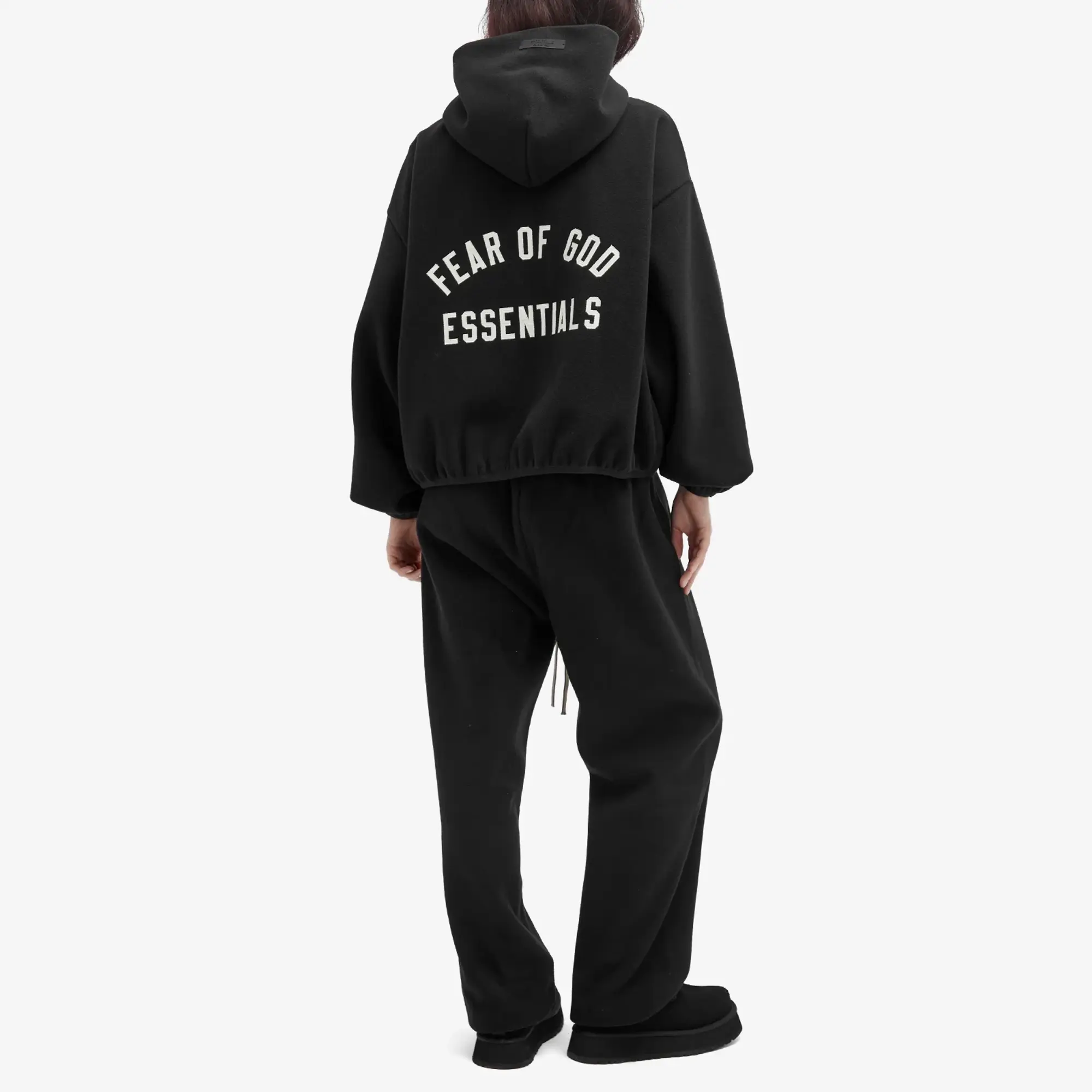 Fear of God ESSENTIALS Women's Brushed Hooded Bomber Jacket Black