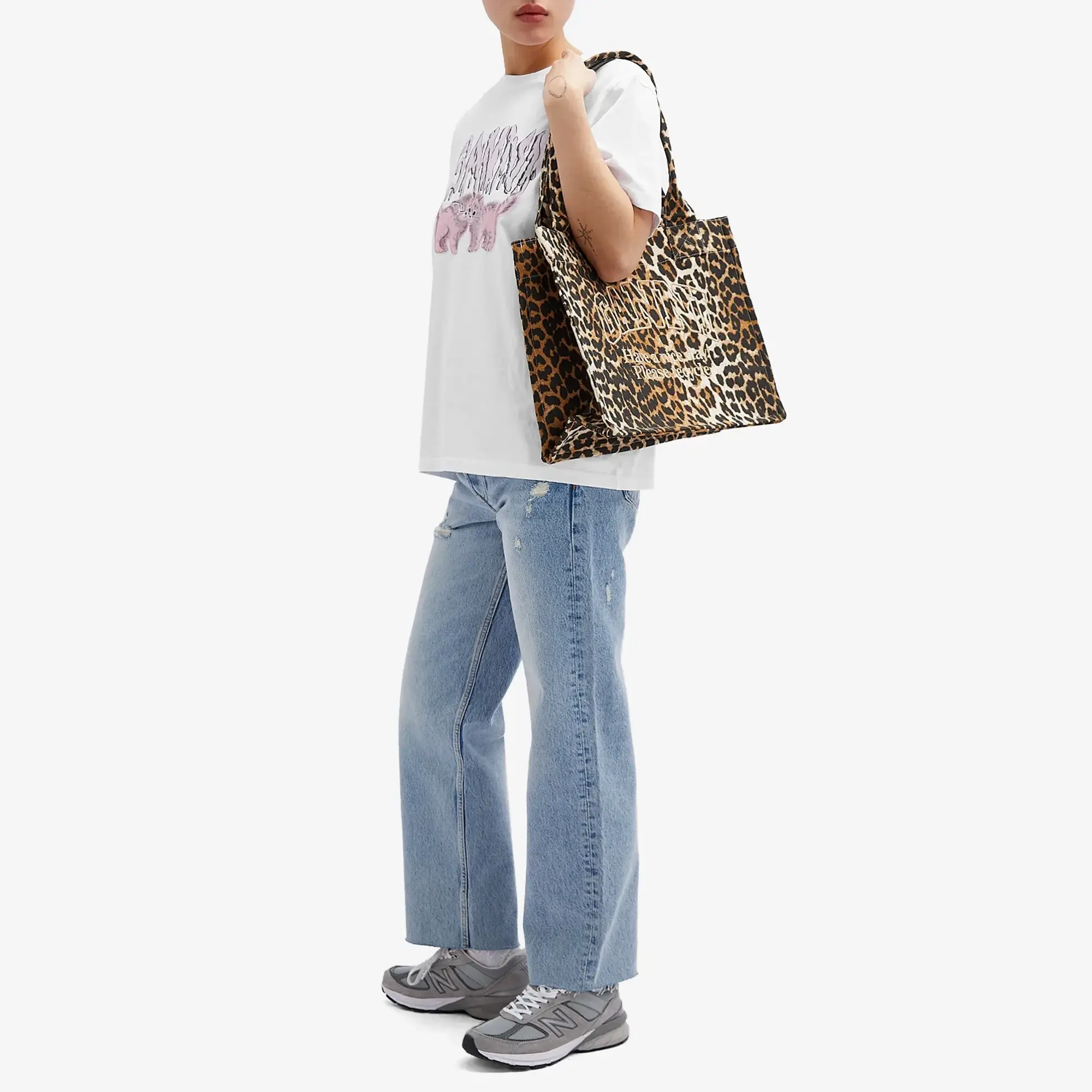 GANNI Women's Large Easy Shopper Print Leopard