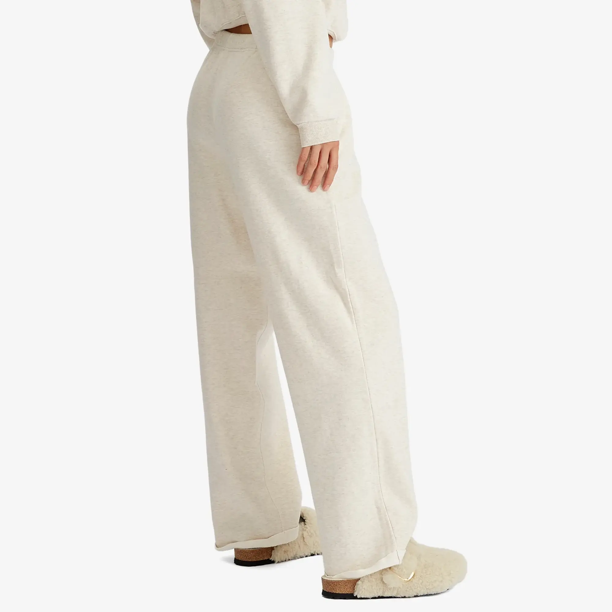 SKIMS Women's Cotton Fleece Straight Leg Pant Oatmeal Heather
