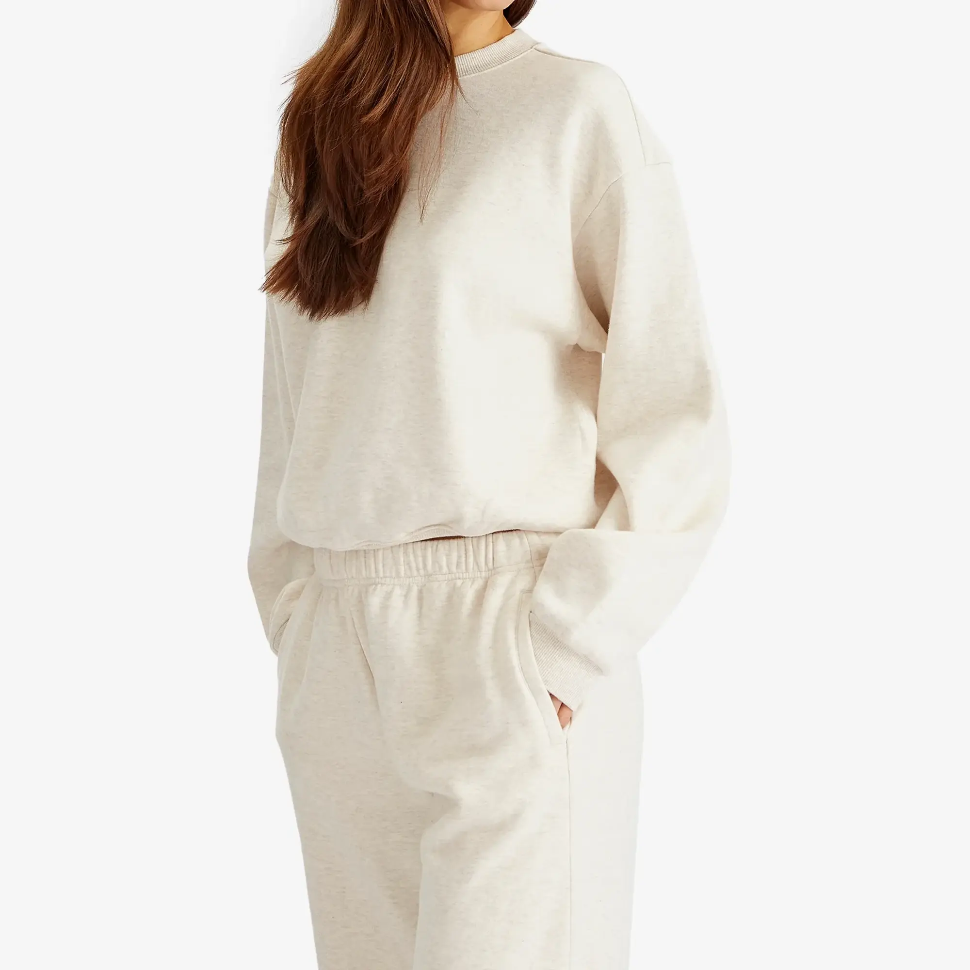 SKIMS Women's Cotton Fleece Straight Leg Pant Oatmeal Heather