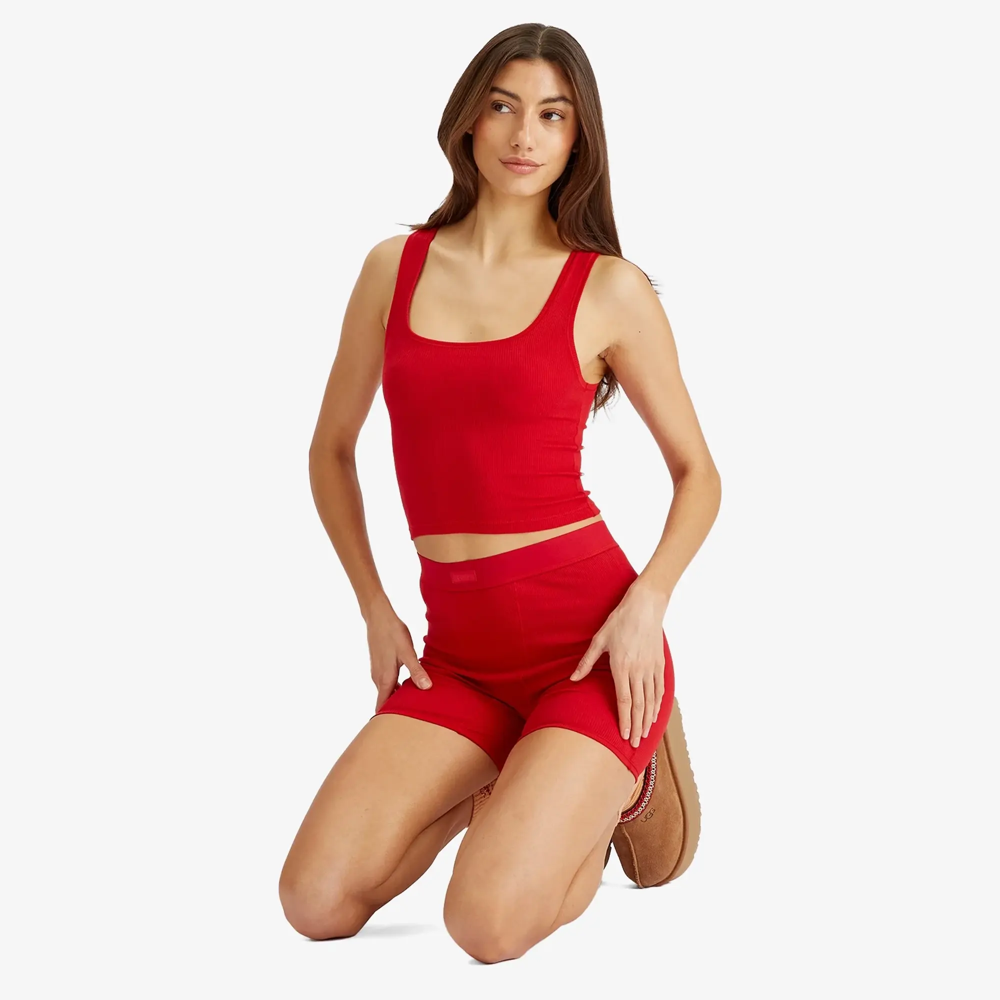SKIMS Women's Cotton Rib Boxer Cranberry