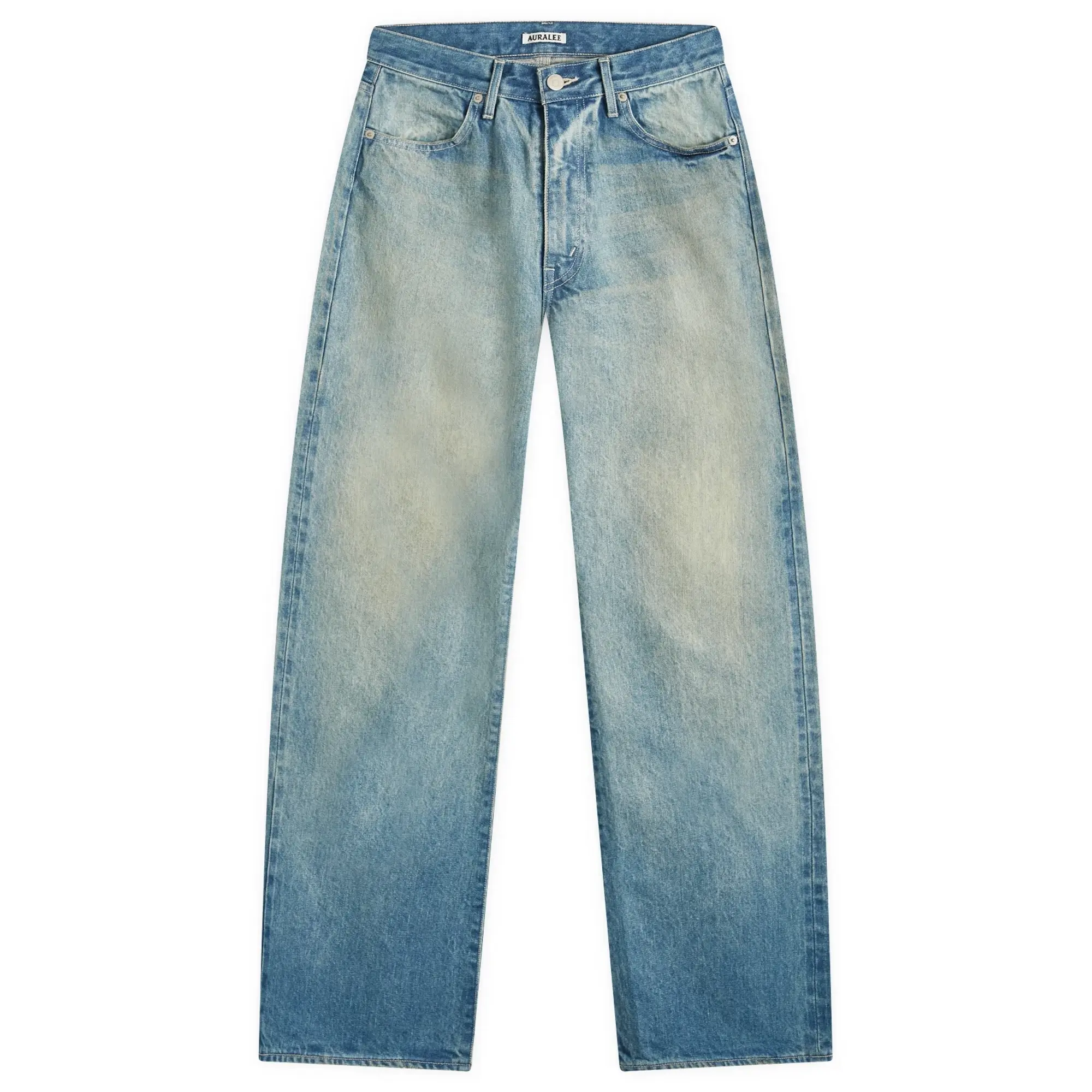 Auralee Women's Selvedge Faded Heavy Denim Pants Faded Indigo