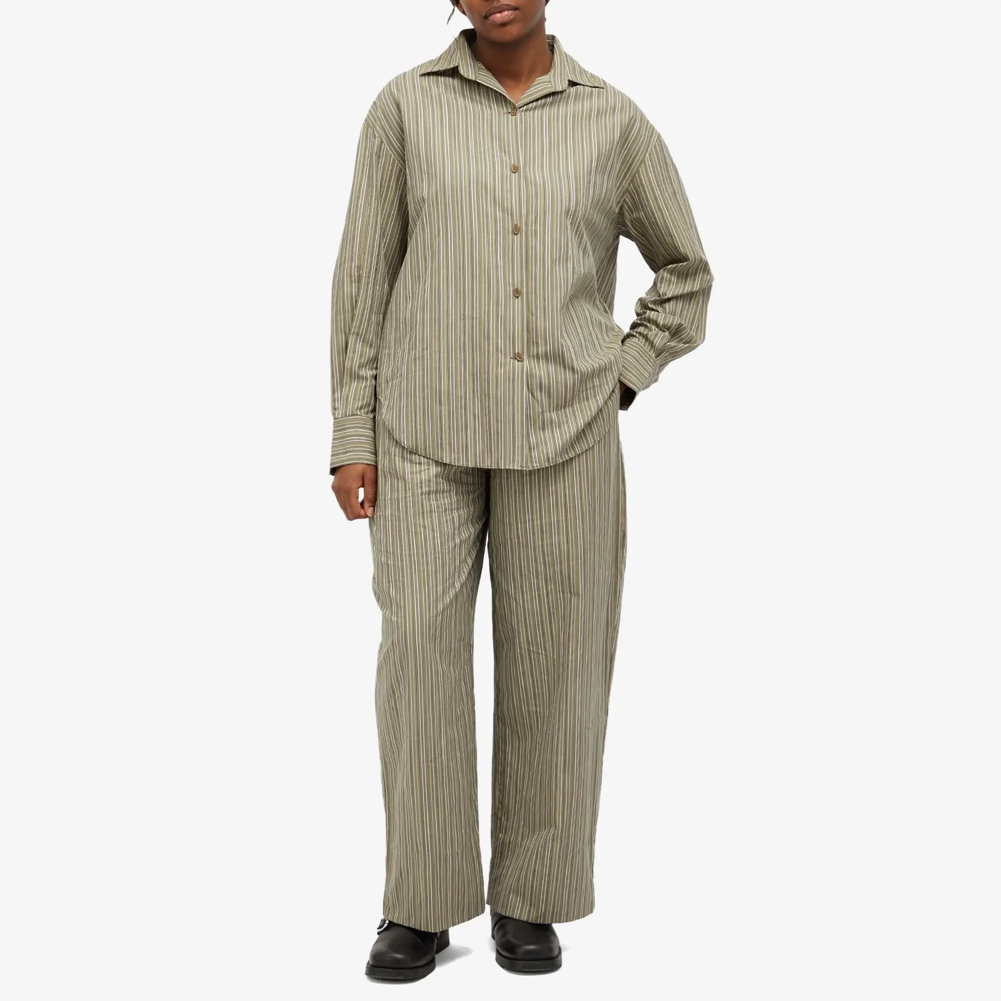 Faithfull The Brand Women's Vieu Relxaed Stripe Pants Khaki Stripe