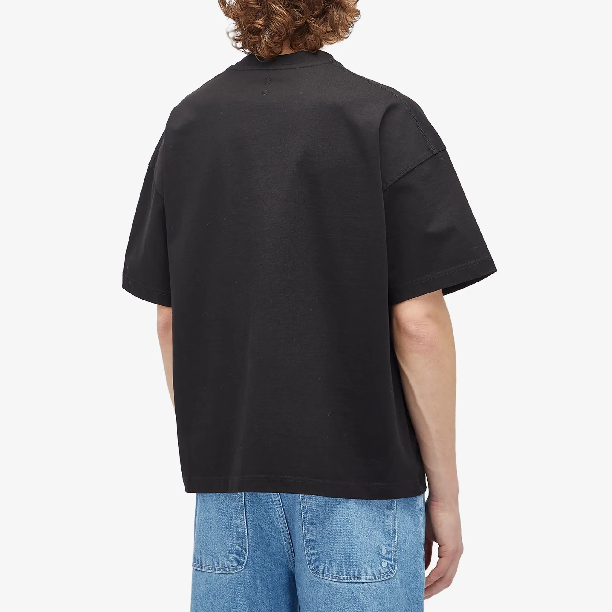about:blank Men's Initial Logo Mock Neck T-Shirt Black/Ecru
