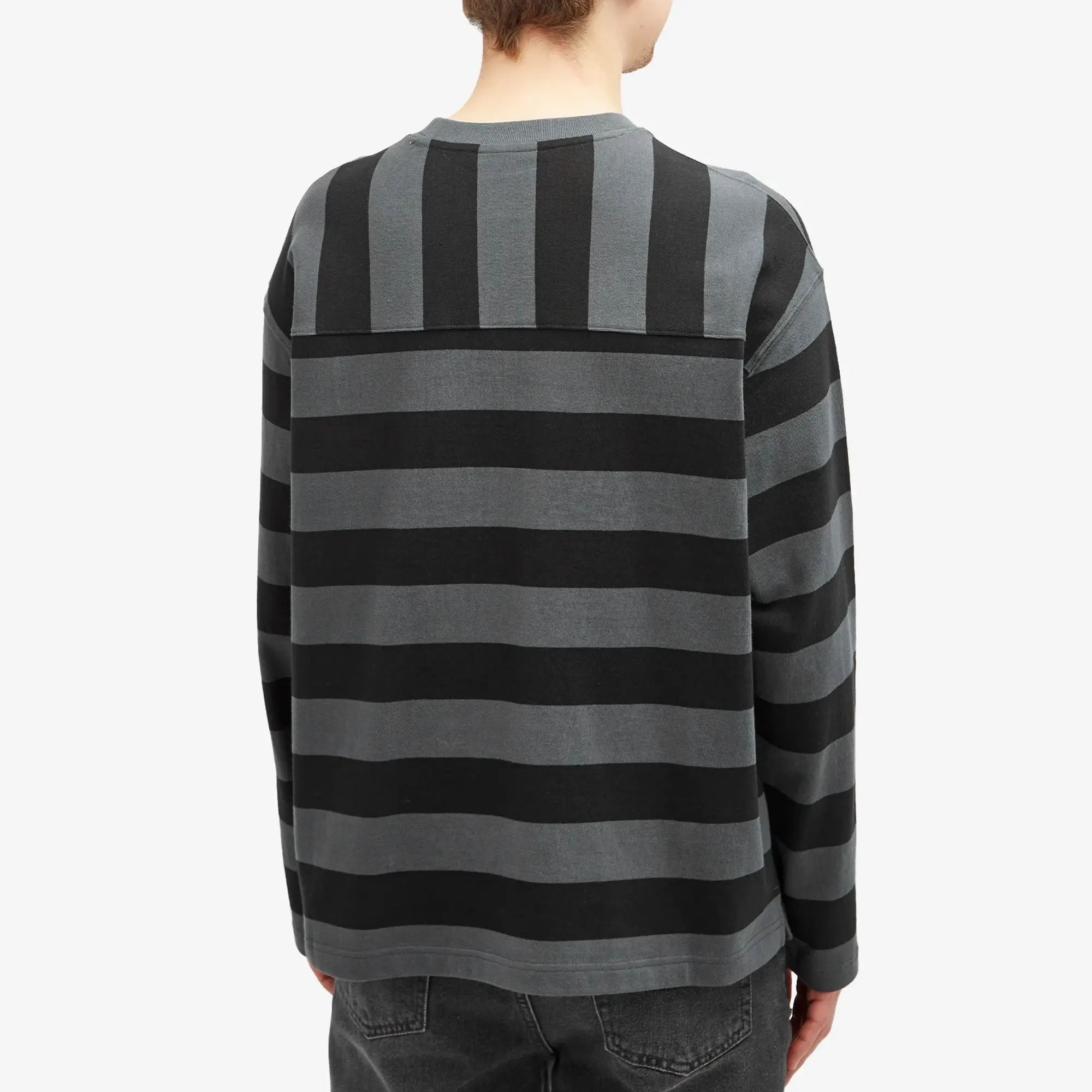 Uniform Bridge Men's Stripe Long Sleeve T-Shirt Black Stripe
