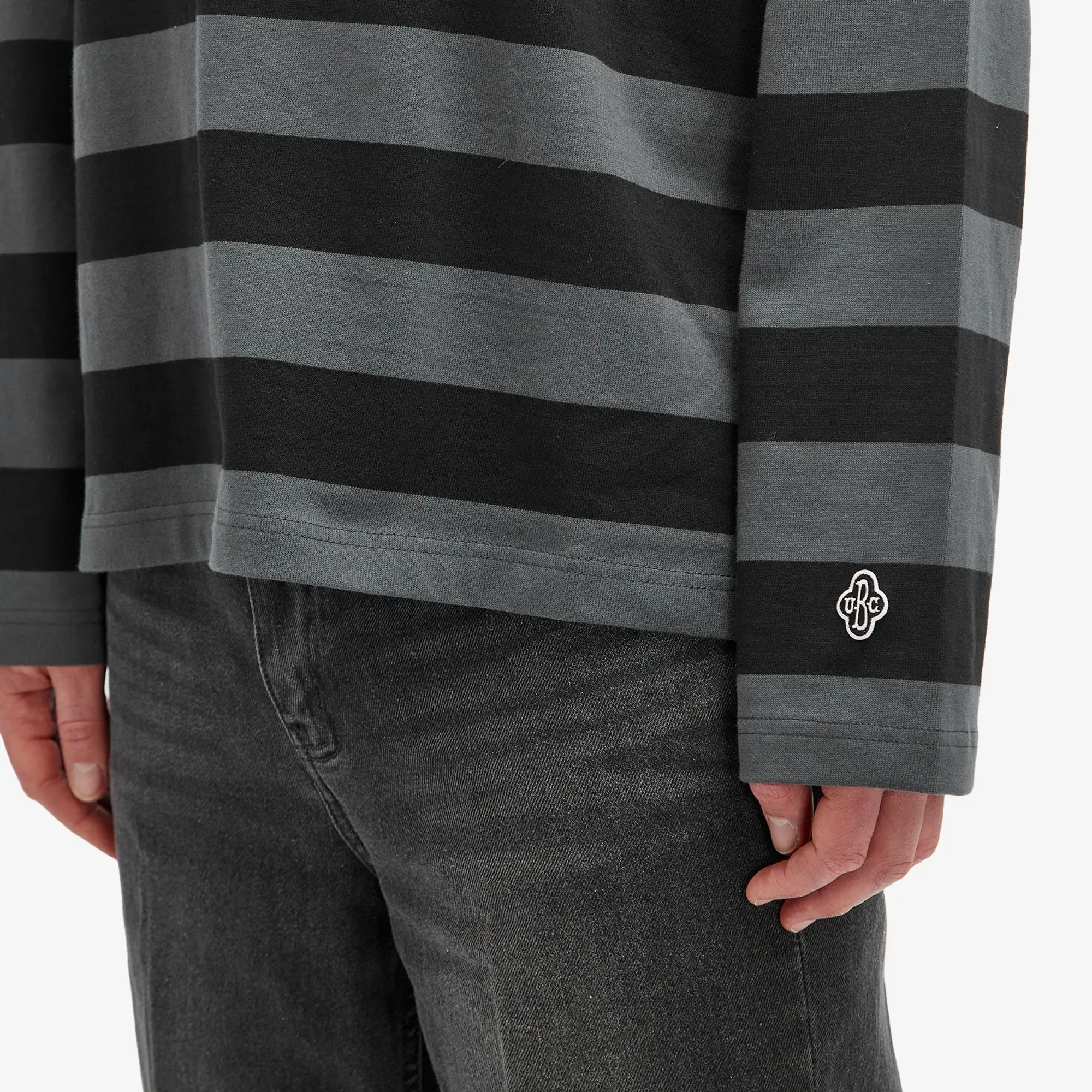 Uniform Bridge Men's Stripe Long Sleeve T-Shirt Black Stripe