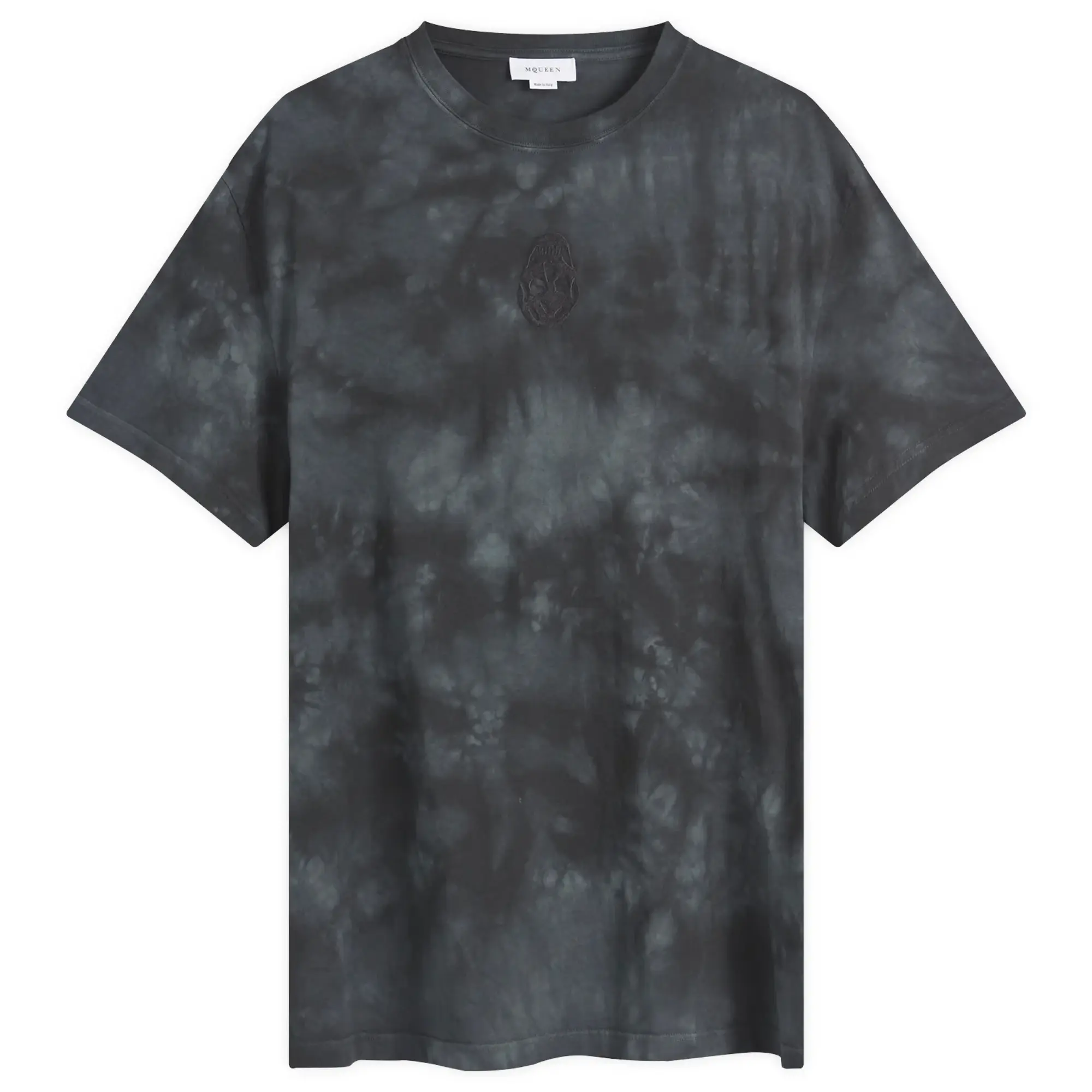Alexander McQueen Men's Uneven Dyed Skull Logo T-Shirt Black