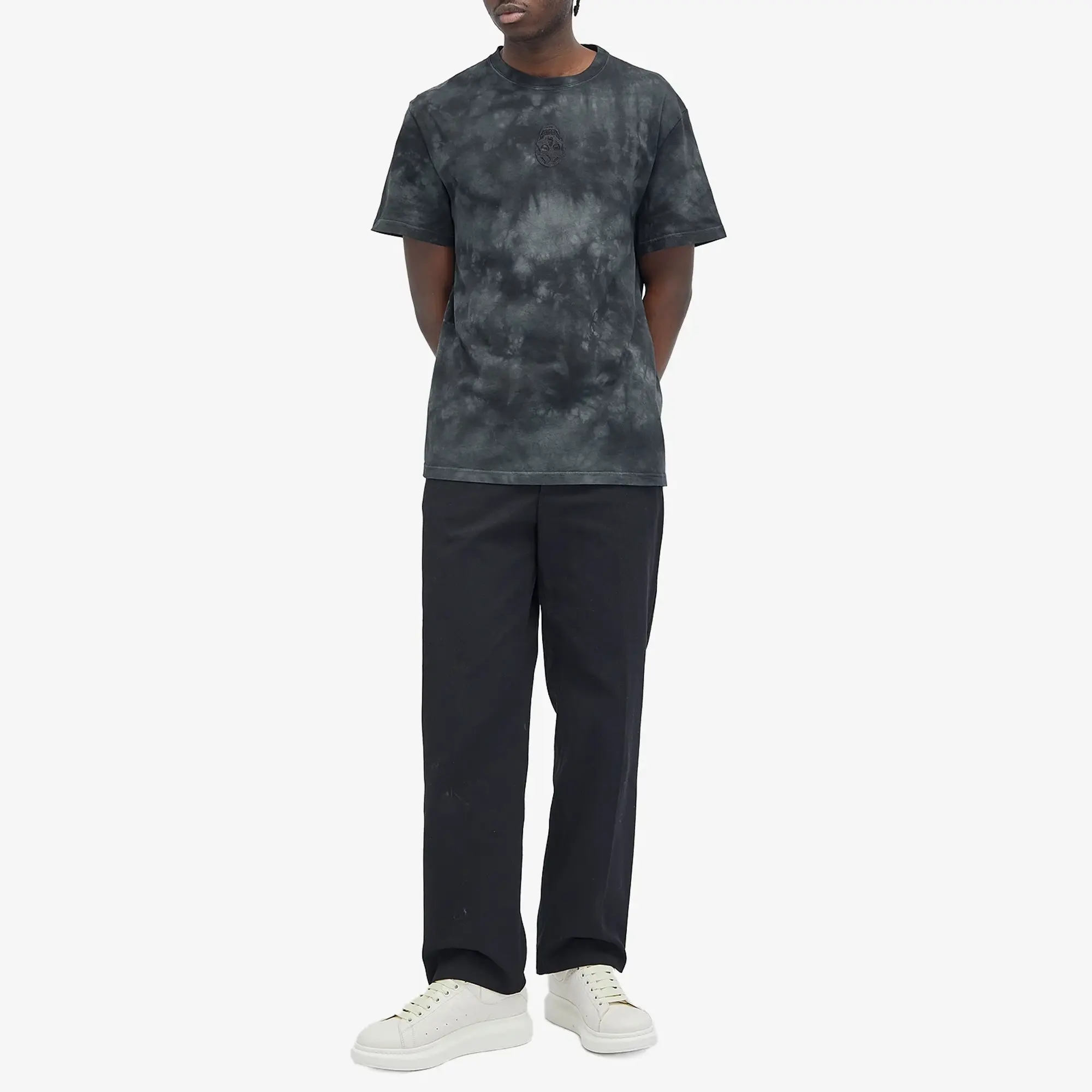 Alexander McQueen Men's Uneven Dyed Skull Logo T-Shirt Black