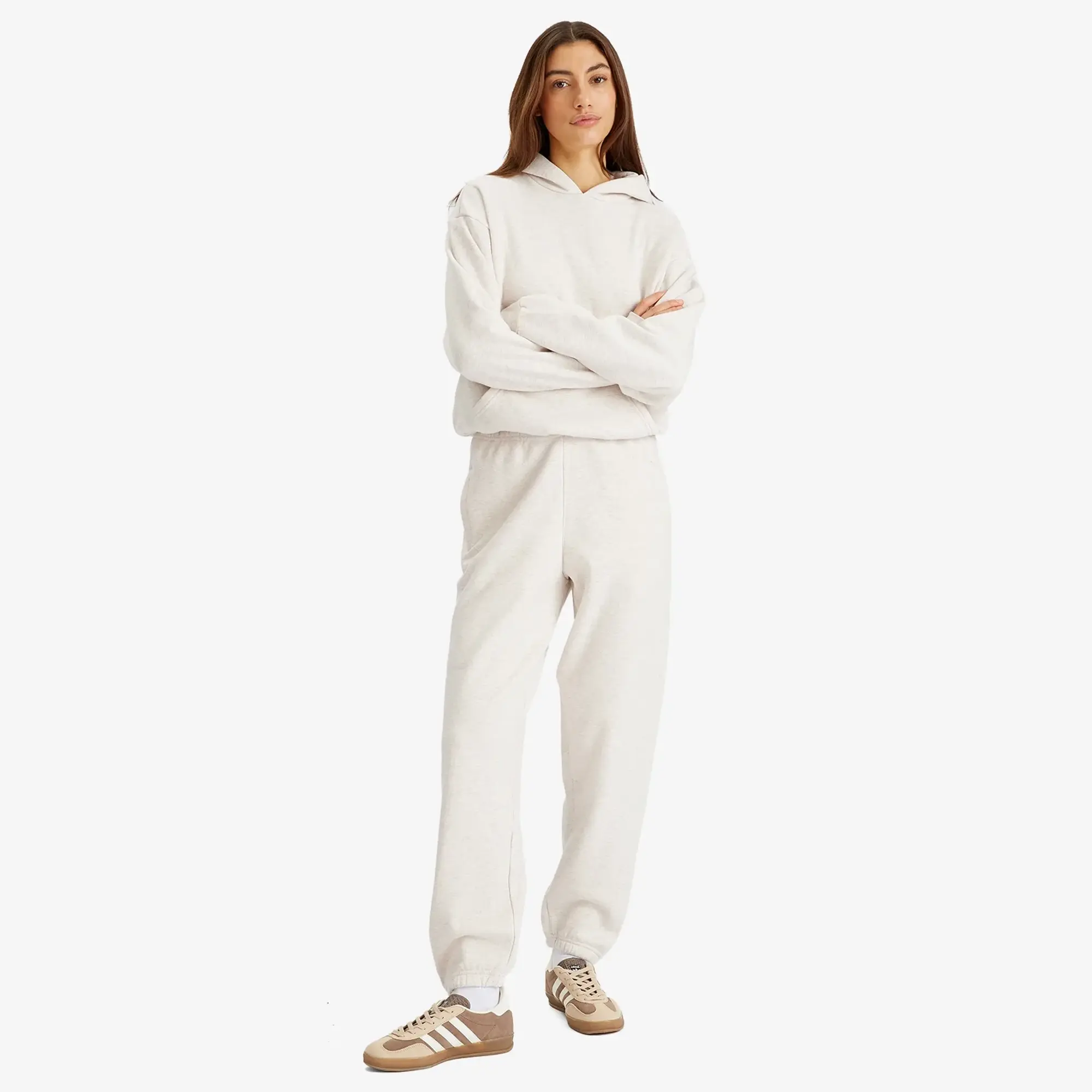 SKIMS Women's Cotton Fleece Pullover Hoodie Oatmeal Heather