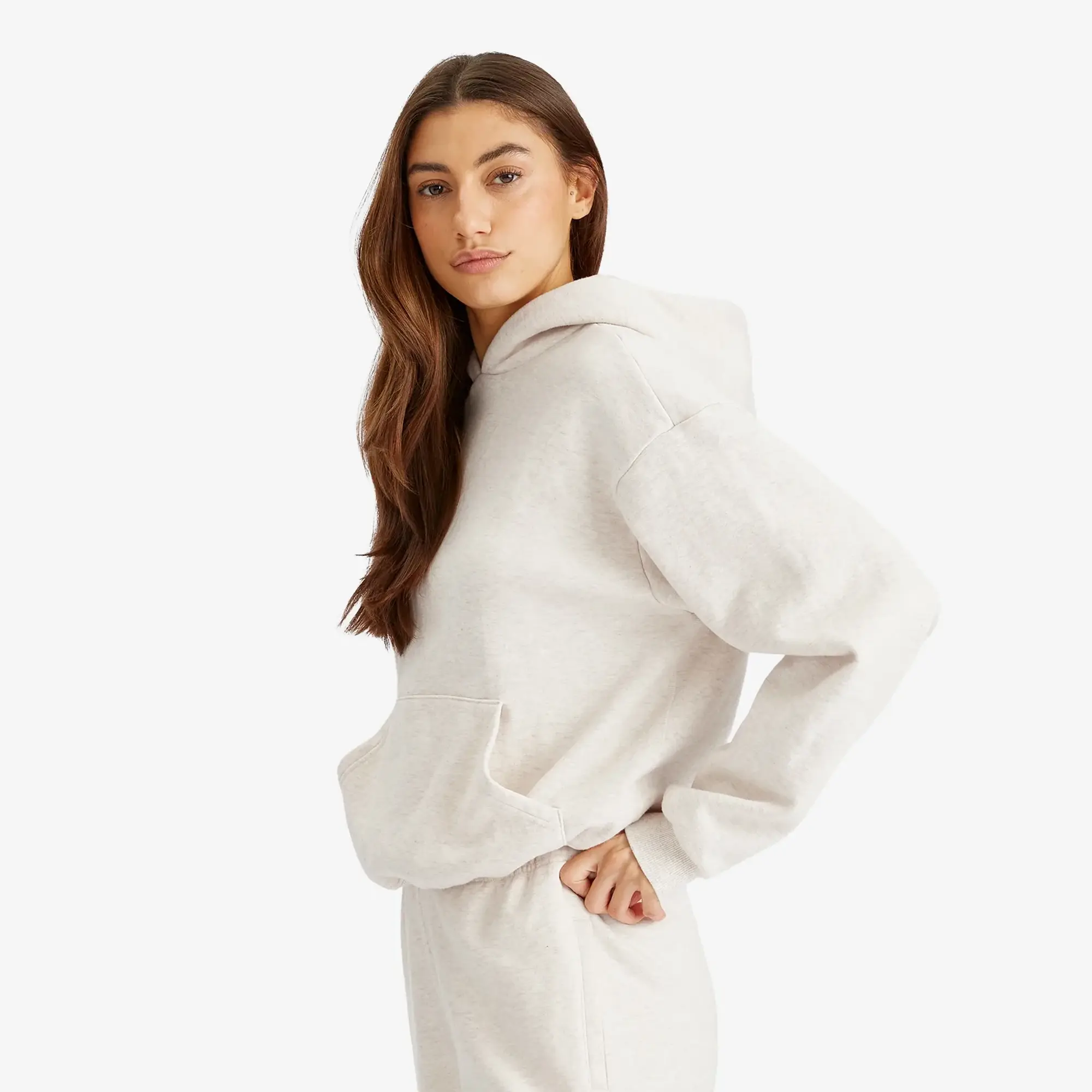 SKIMS Women's Cotton Fleece Pullover Hoodie Oatmeal Heather