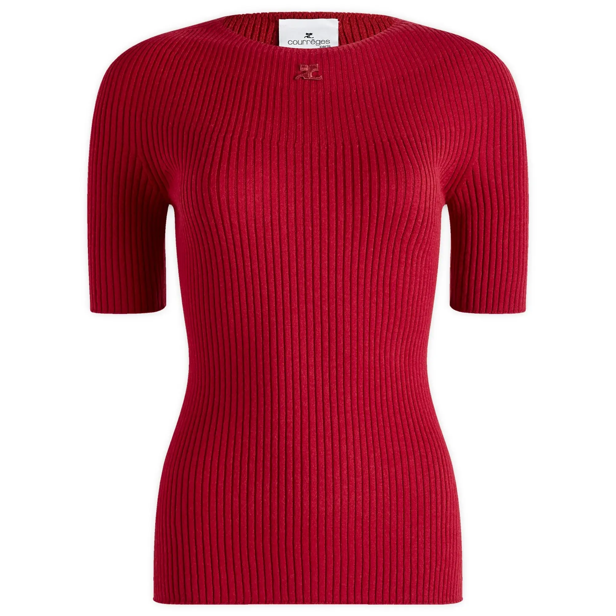 Courrèges Women's Short Sleeves Light Rib Sweater Grenat