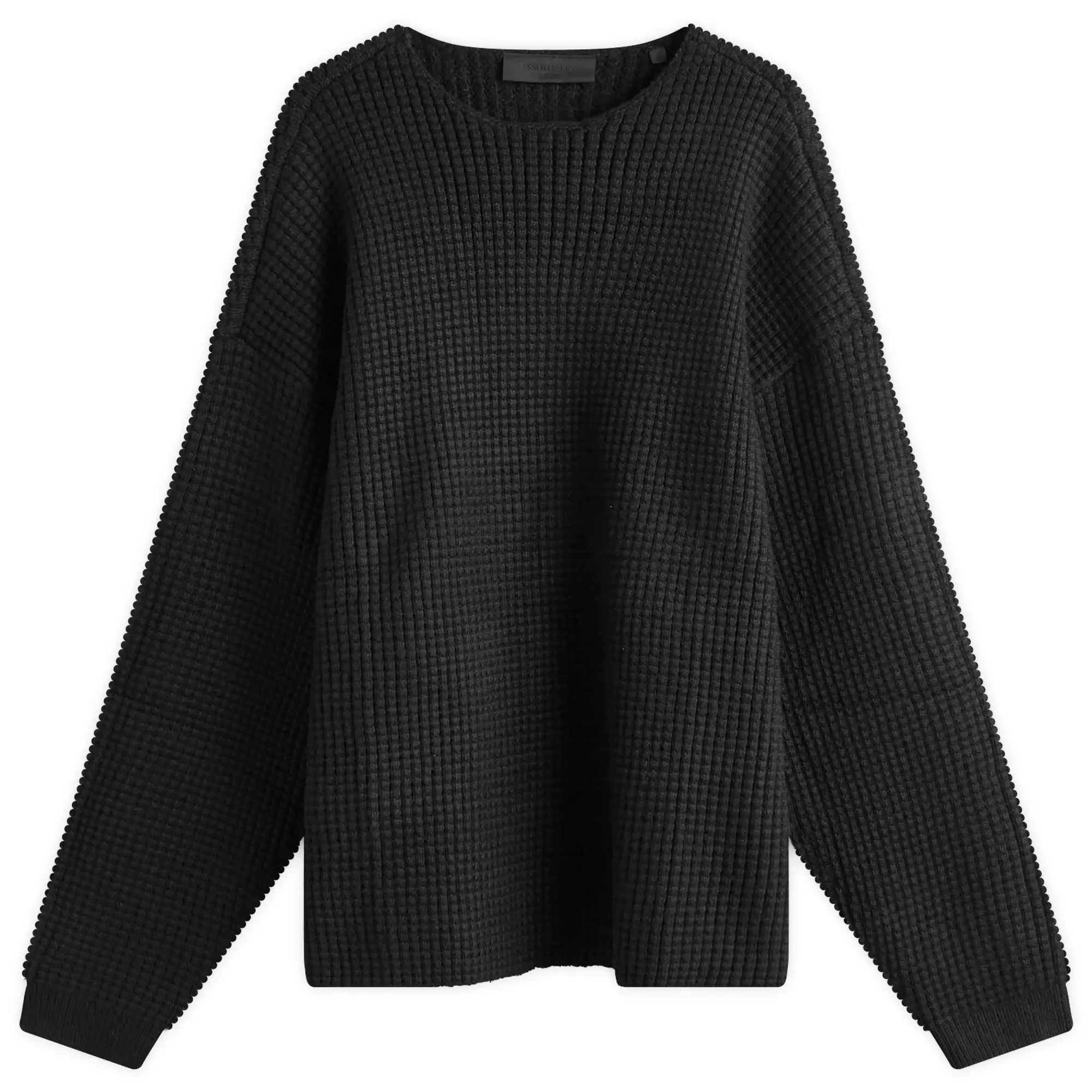 Fear of God ESSENTIALS Men's Heavy Waffle Crew Neck Sweatshirt Black