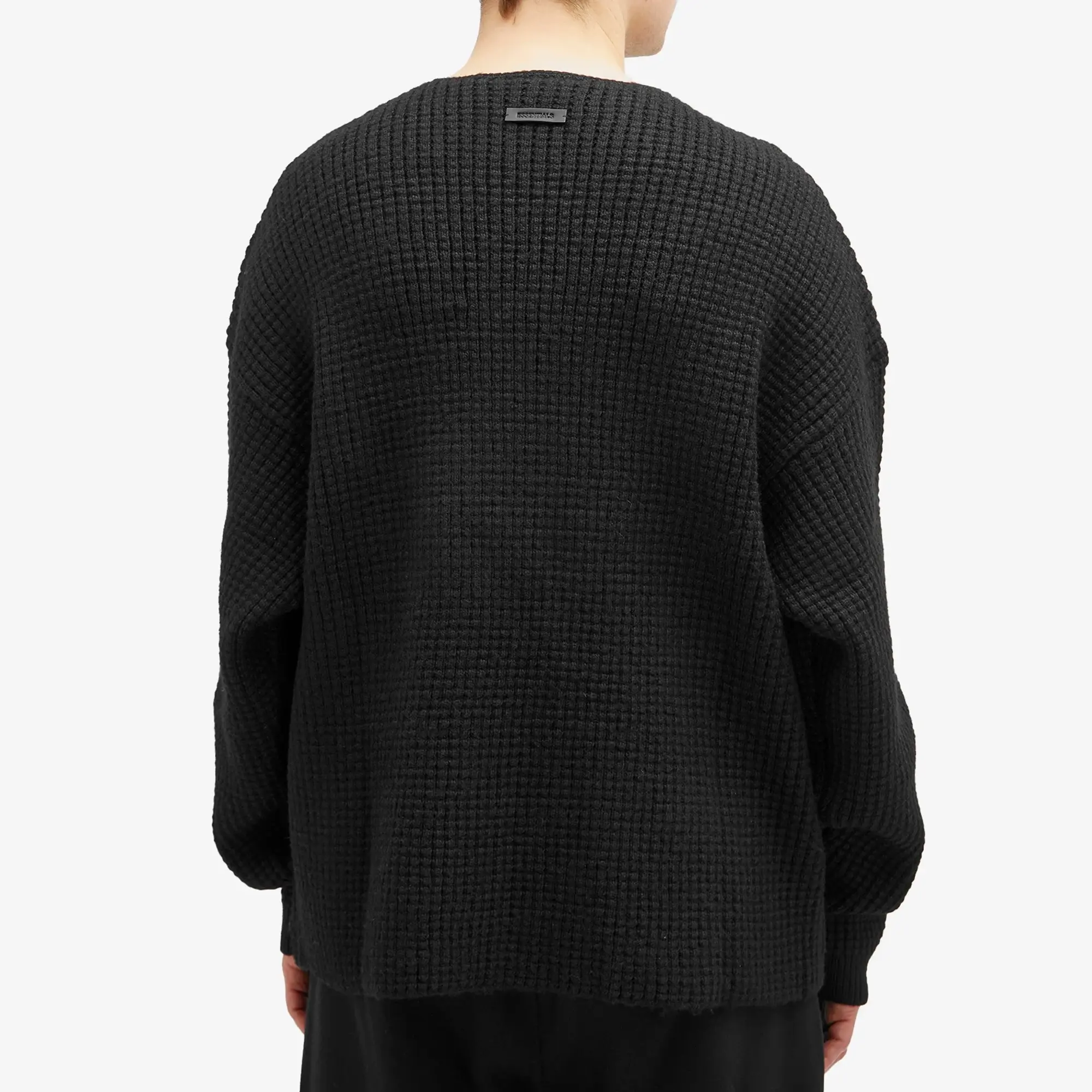 Fear of God ESSENTIALS Men's Heavy Waffle Crew Neck Sweatshirt Black