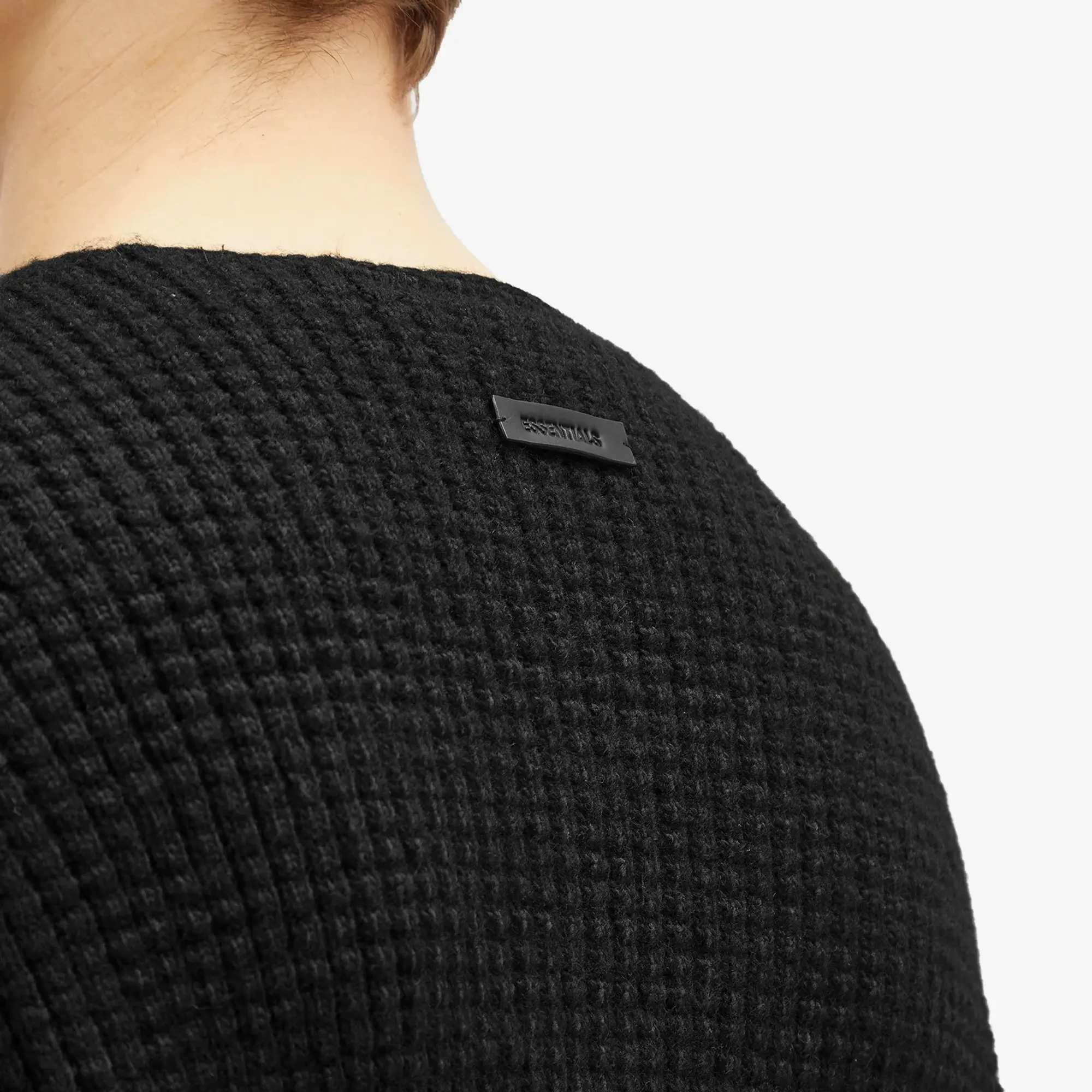 Fear of God ESSENTIALS Men's Heavy Waffle Crew Neck Sweatshirt Black