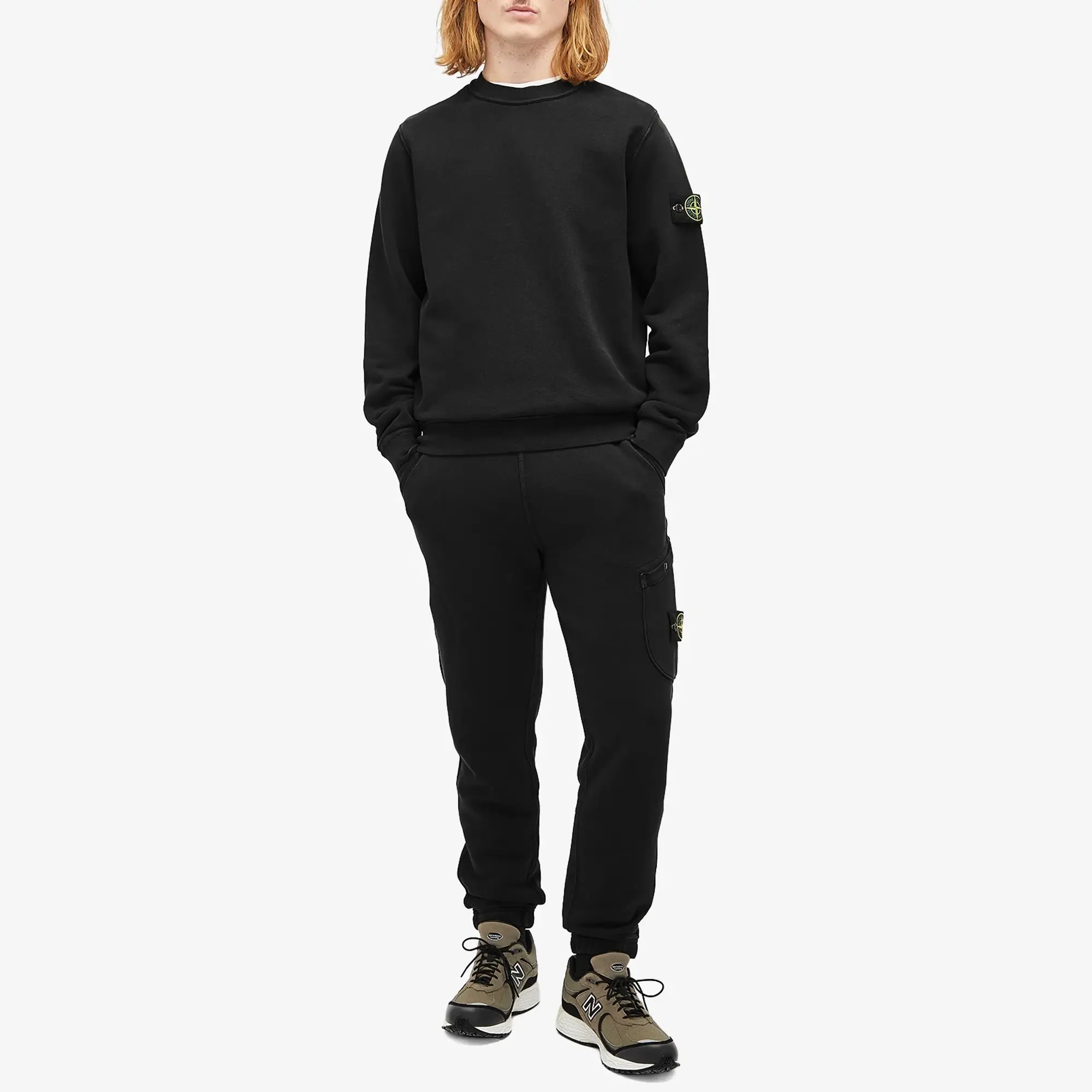 Stone Island Men's Diagonal Fleece Old Effect Pocket Jogger Black