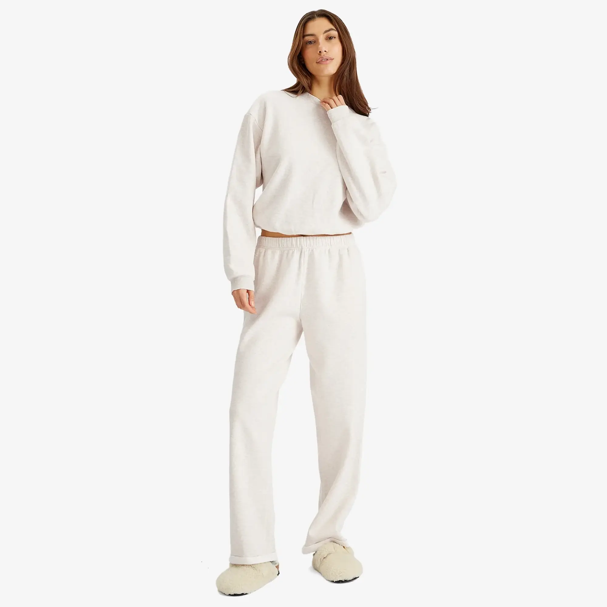 SKIMS Women's Cotton Fleece Crewneck Oatmeal Healther