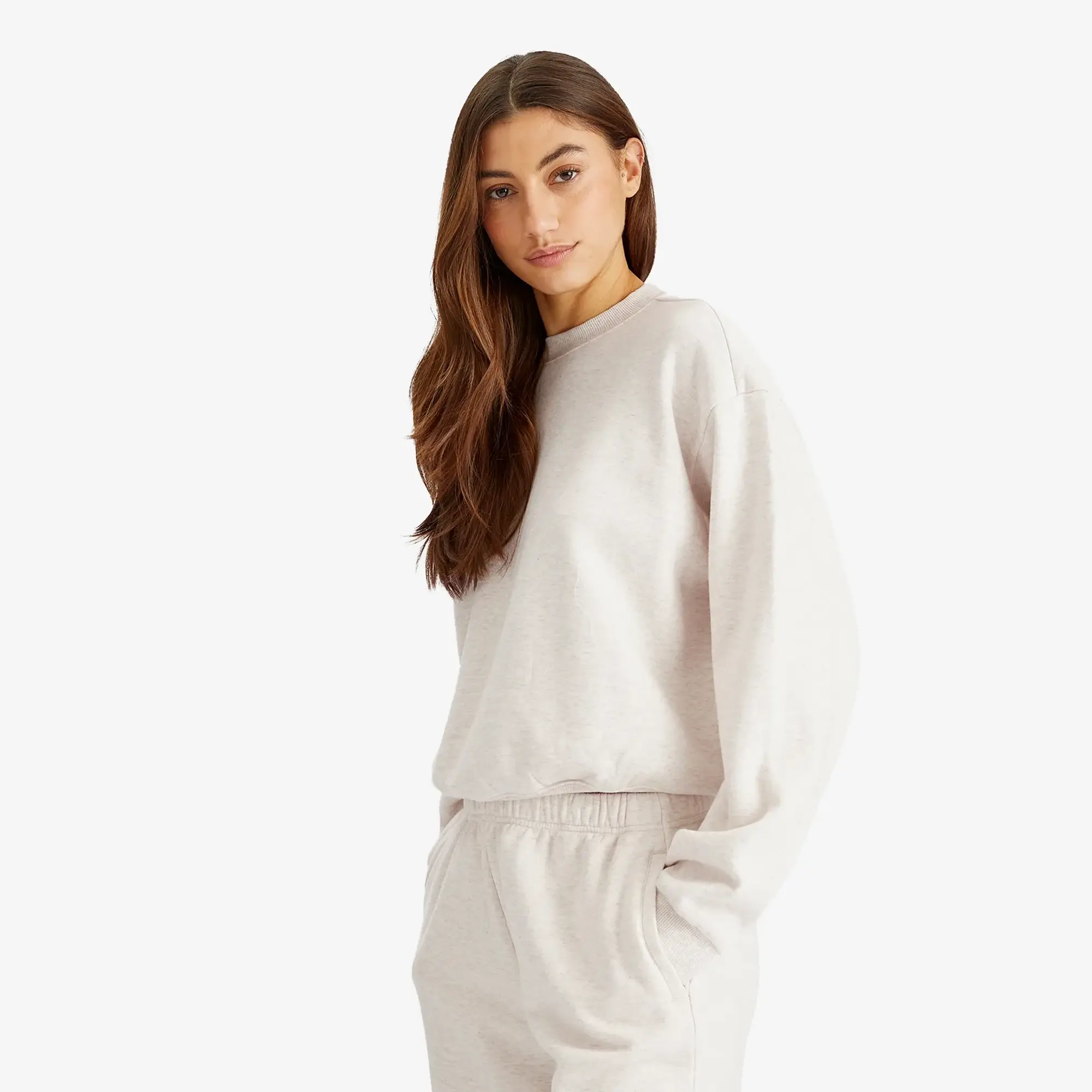 SKIMS Women's Cotton Fleece Crewneck Oatmeal Healther