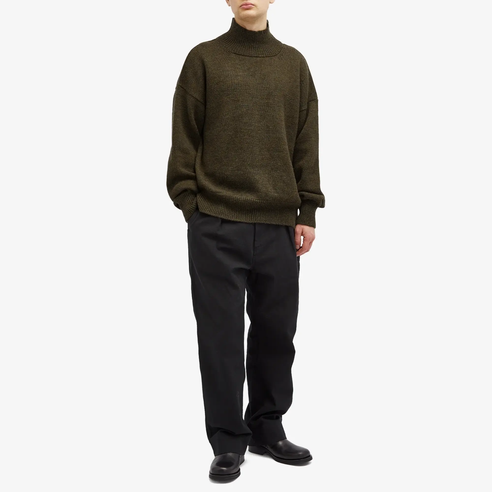 MHL by Margaret Howell Men's T-Shape Roll Neck Knit Sweatshirt Moss