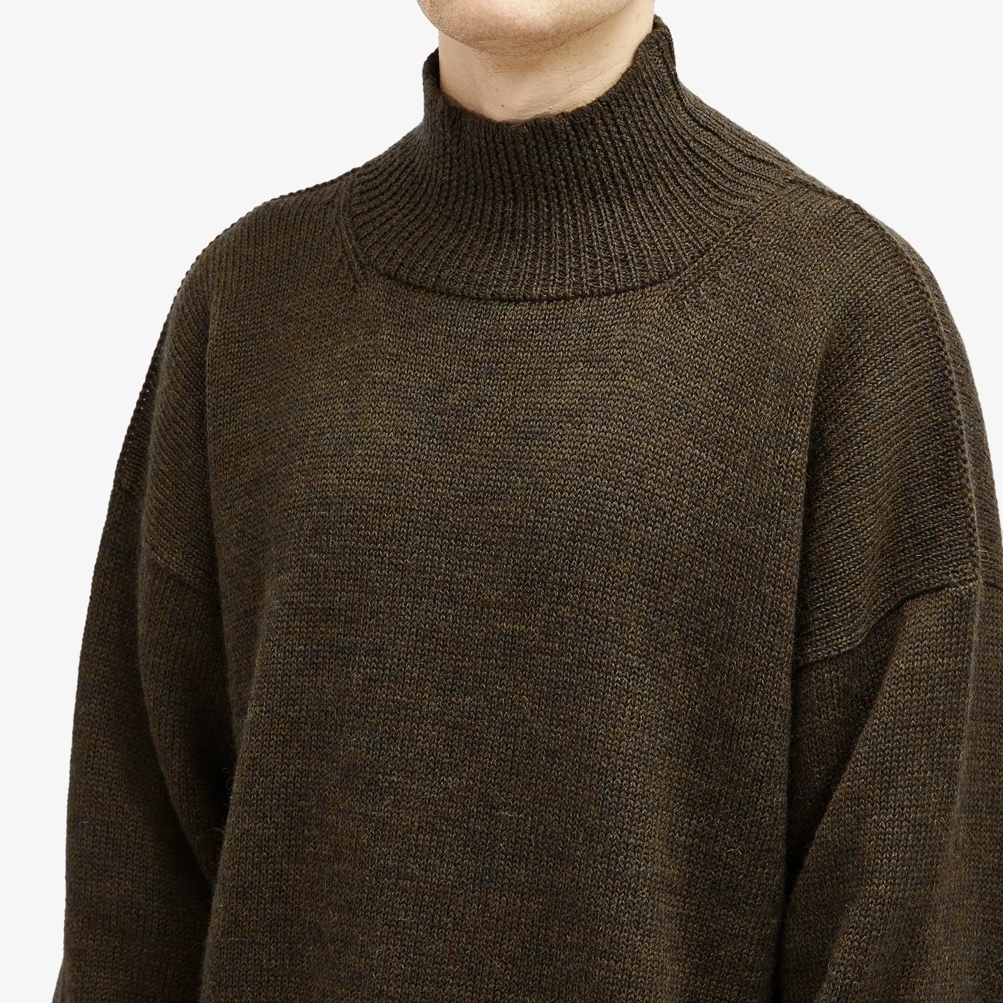 MHL by Margaret Howell Men's T-Shape Roll Neck Knit Sweatshirt Moss