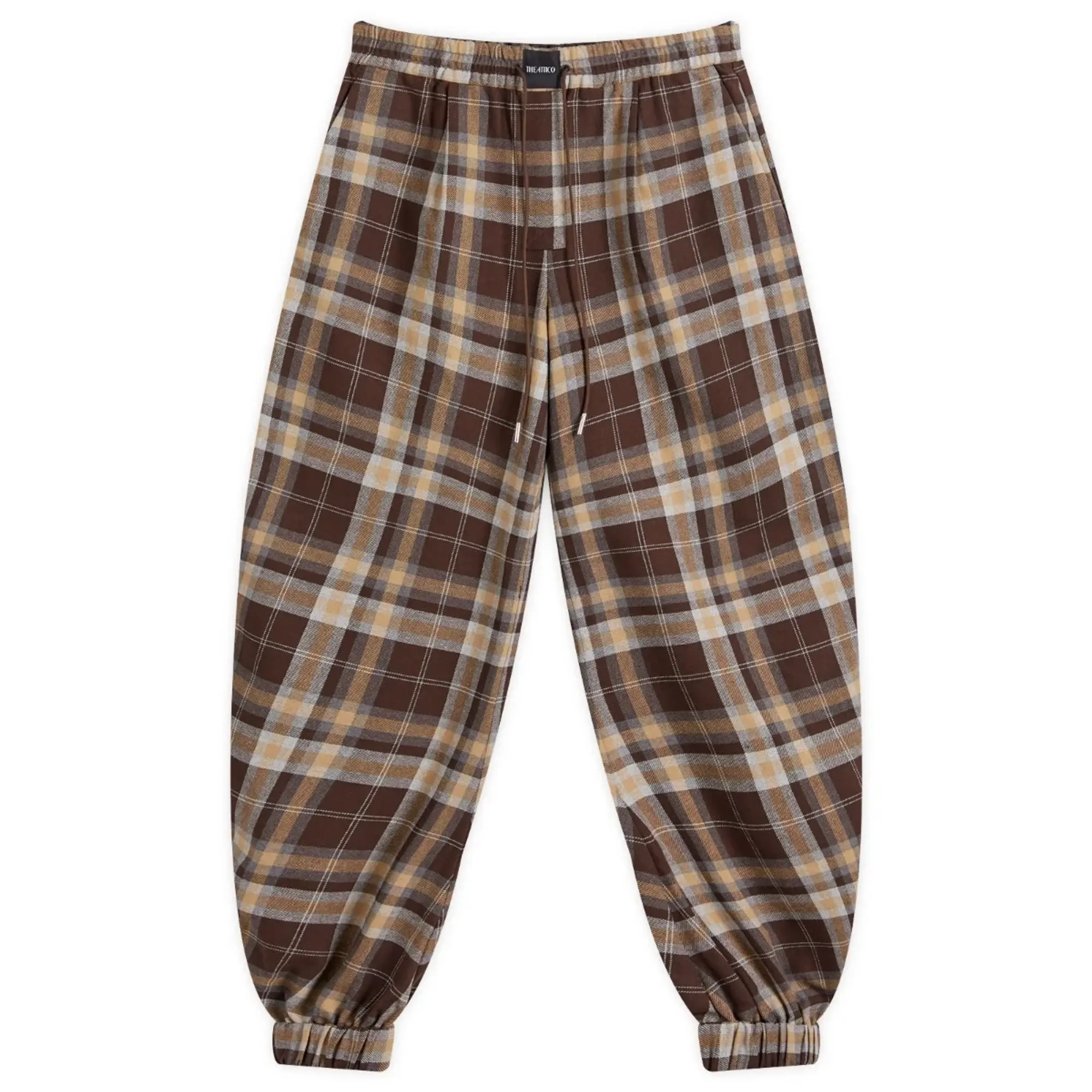 The Attico Women's Long Checked Pants Chocolate