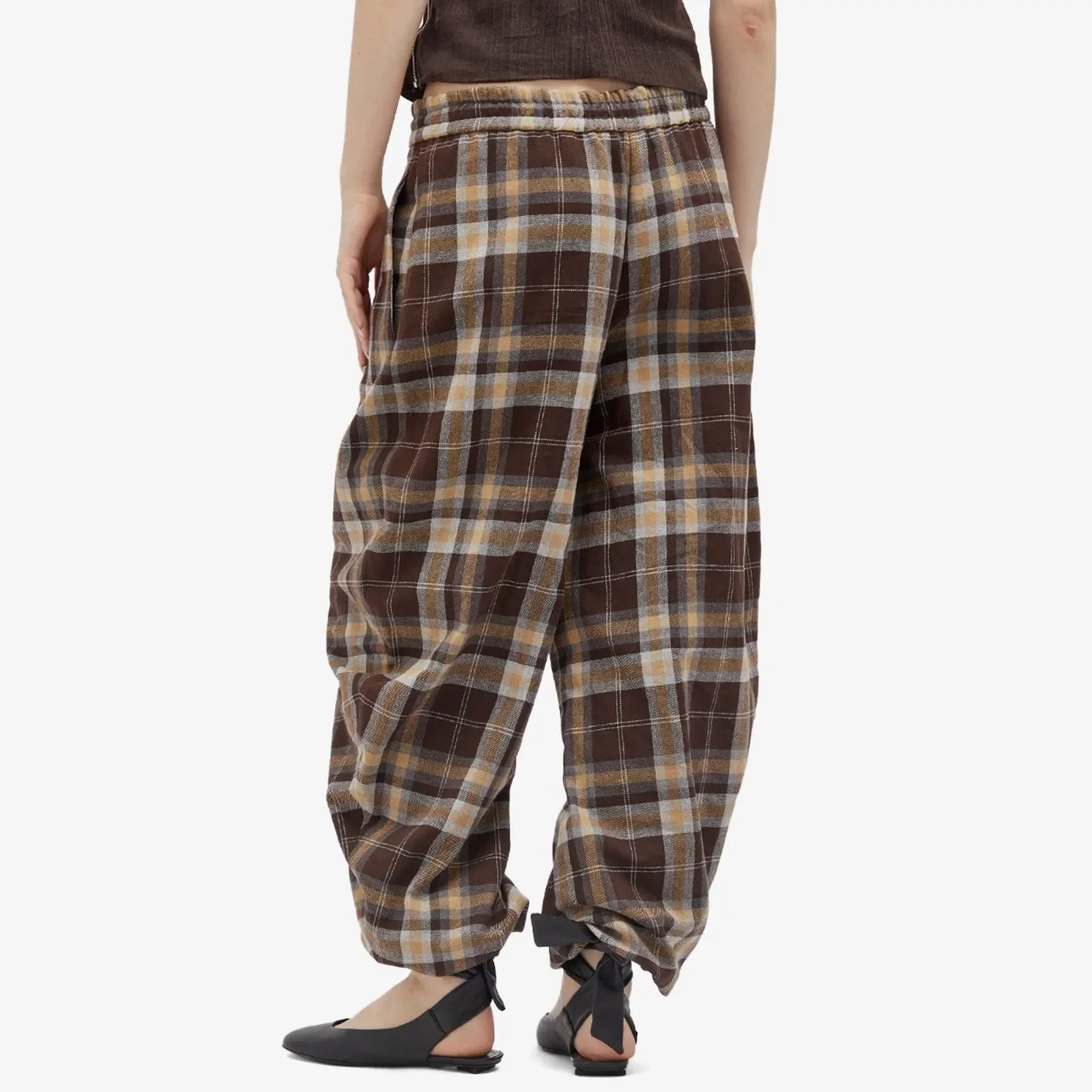 The Attico Women's Long Checked Pants Chocolate