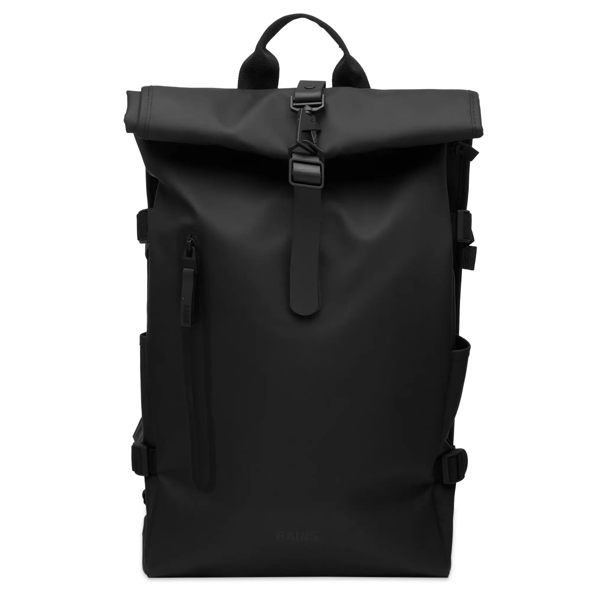 Rains Large Waterproof Rolltop Rucksack, 23L, Black