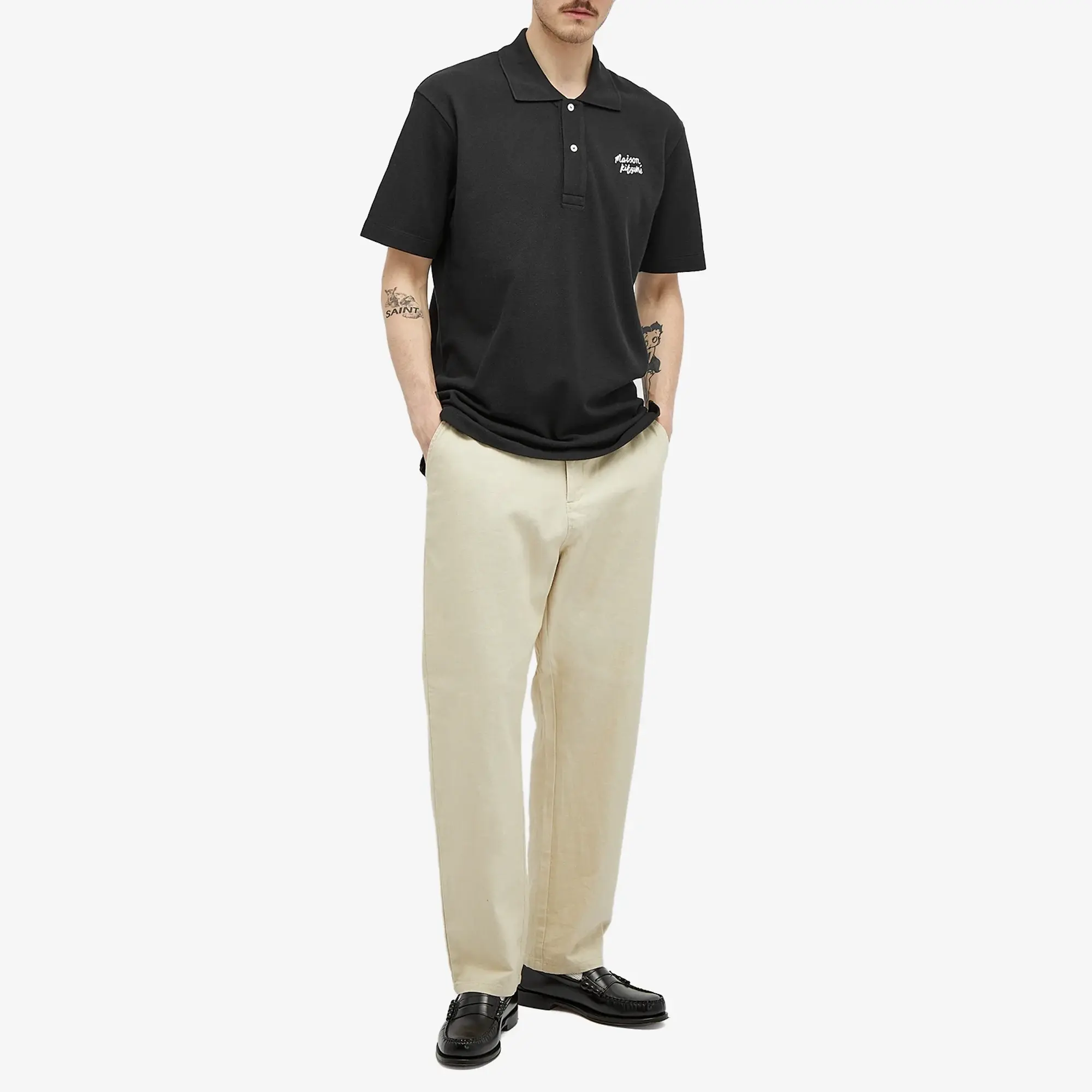 Maison Kitsuné Maison Kitsune Handwriting Comfort Polo Men Polos Black