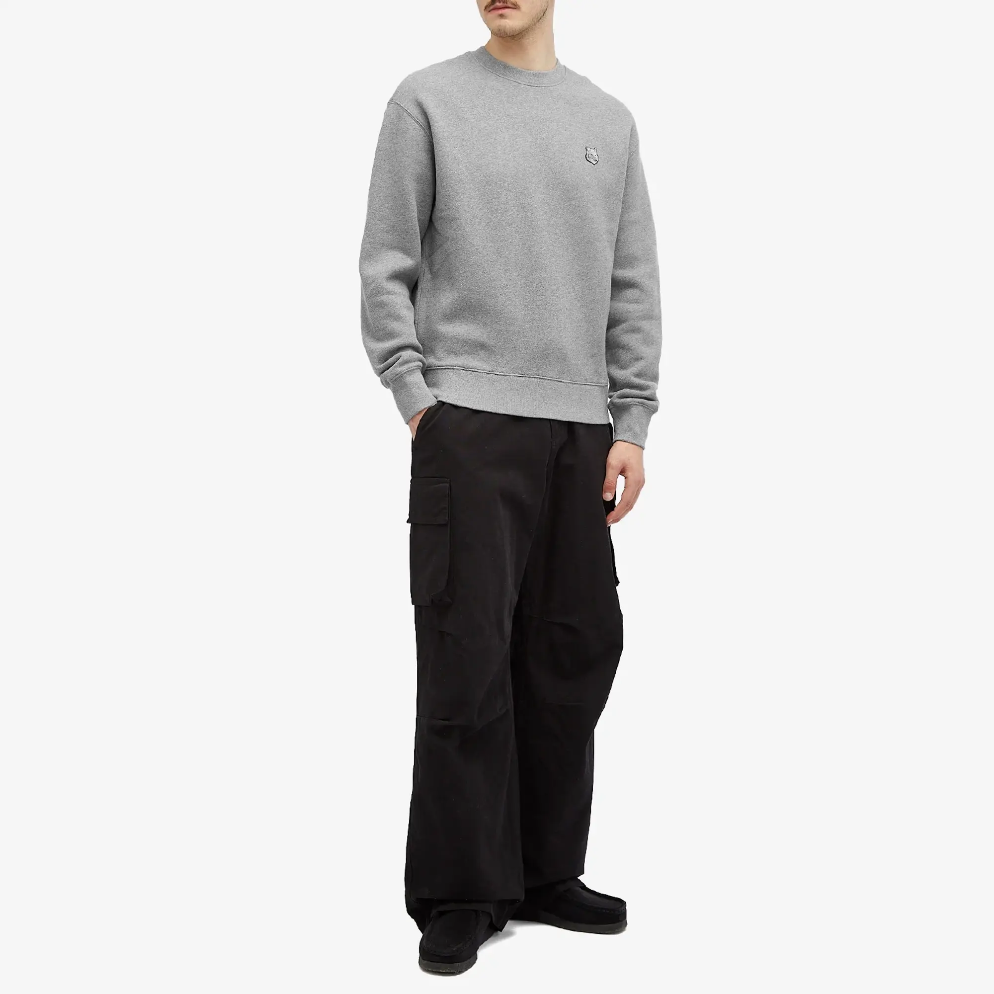 Maison Kitsuné Maison Kitsune Bold Fox Head Patch Comfort Sweatshirt Men Sweatshirts Grey