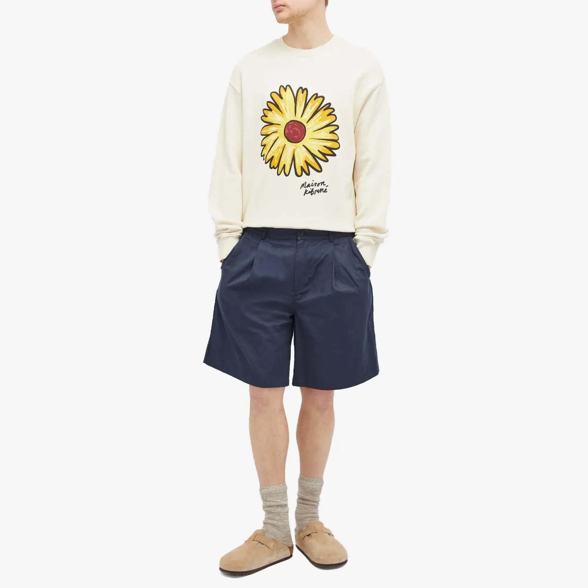 Maison Kitsuné Maison Kitsune Floating Flower Comfort Sweatshirt Men Sweatshirts Beige