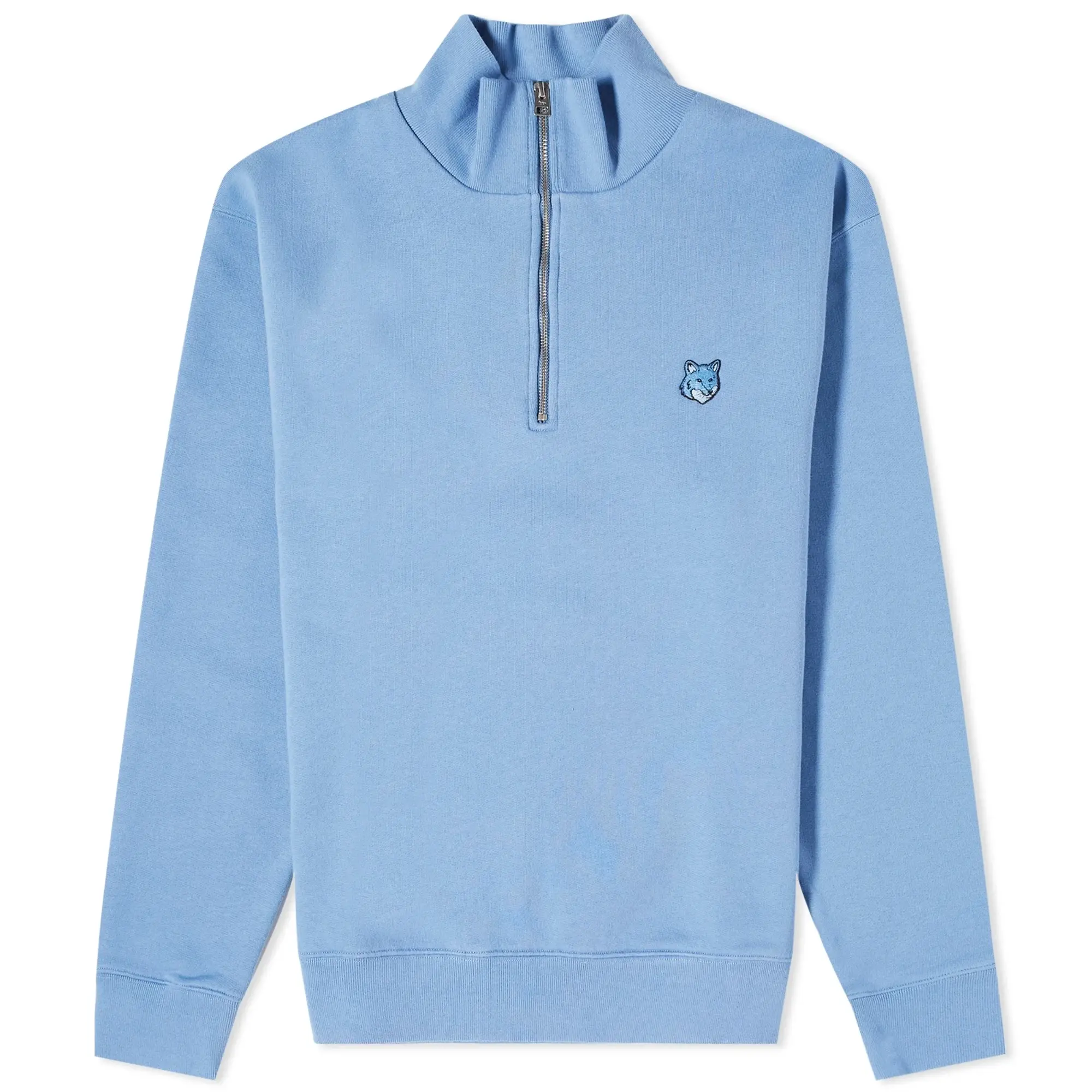 Maison Kitsuné Maison Kitsune Bold Fox Head Patch Comfort Half Zip Sweatshirt Men Half-Zips Blue