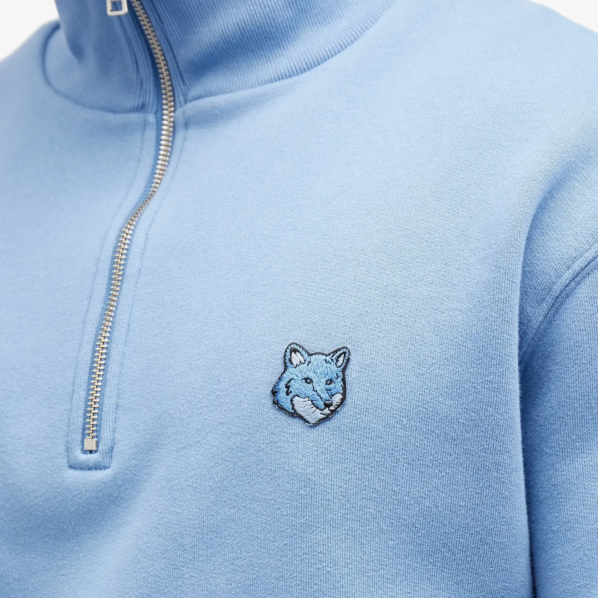 Maison Kitsuné Maison Kitsune Bold Fox Head Patch Comfort Half Zip Sweatshirt Men Half-Zips Blue