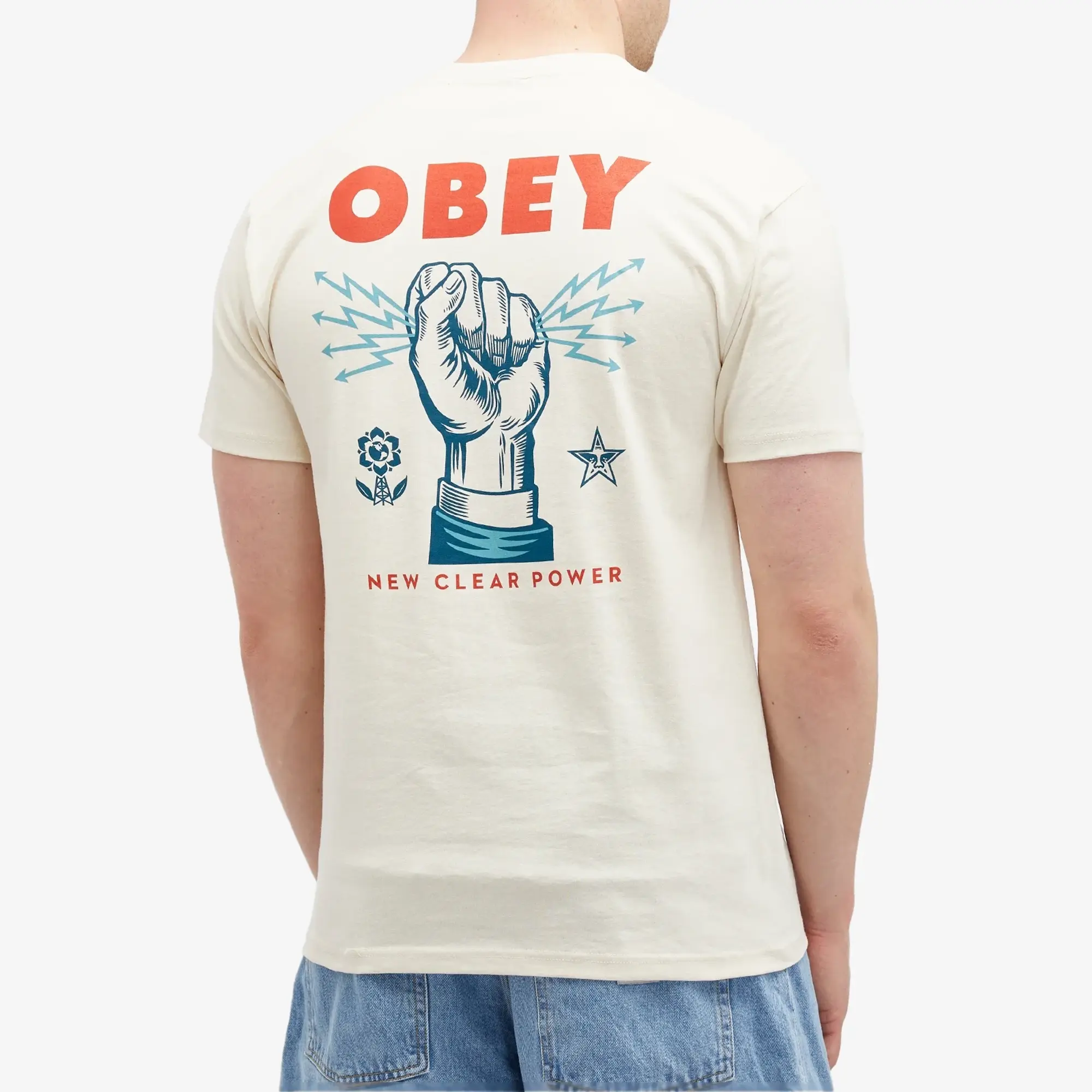 T-Shirt Obey New Clear Power T-Shirt Cream Xl