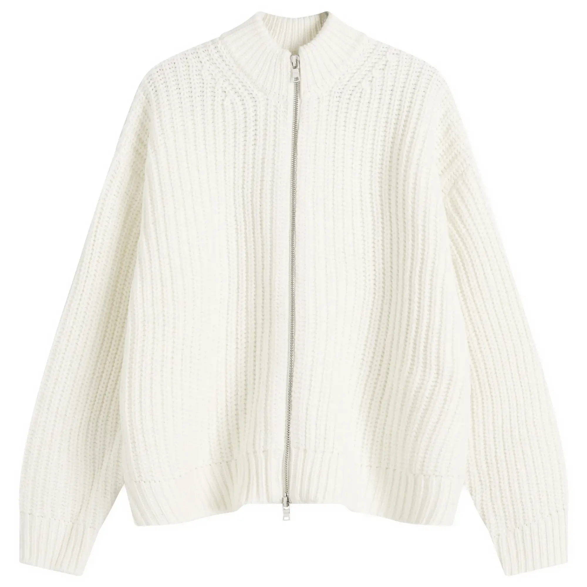 MKI Men's Chunky Rib Knit Track Jacket Off White