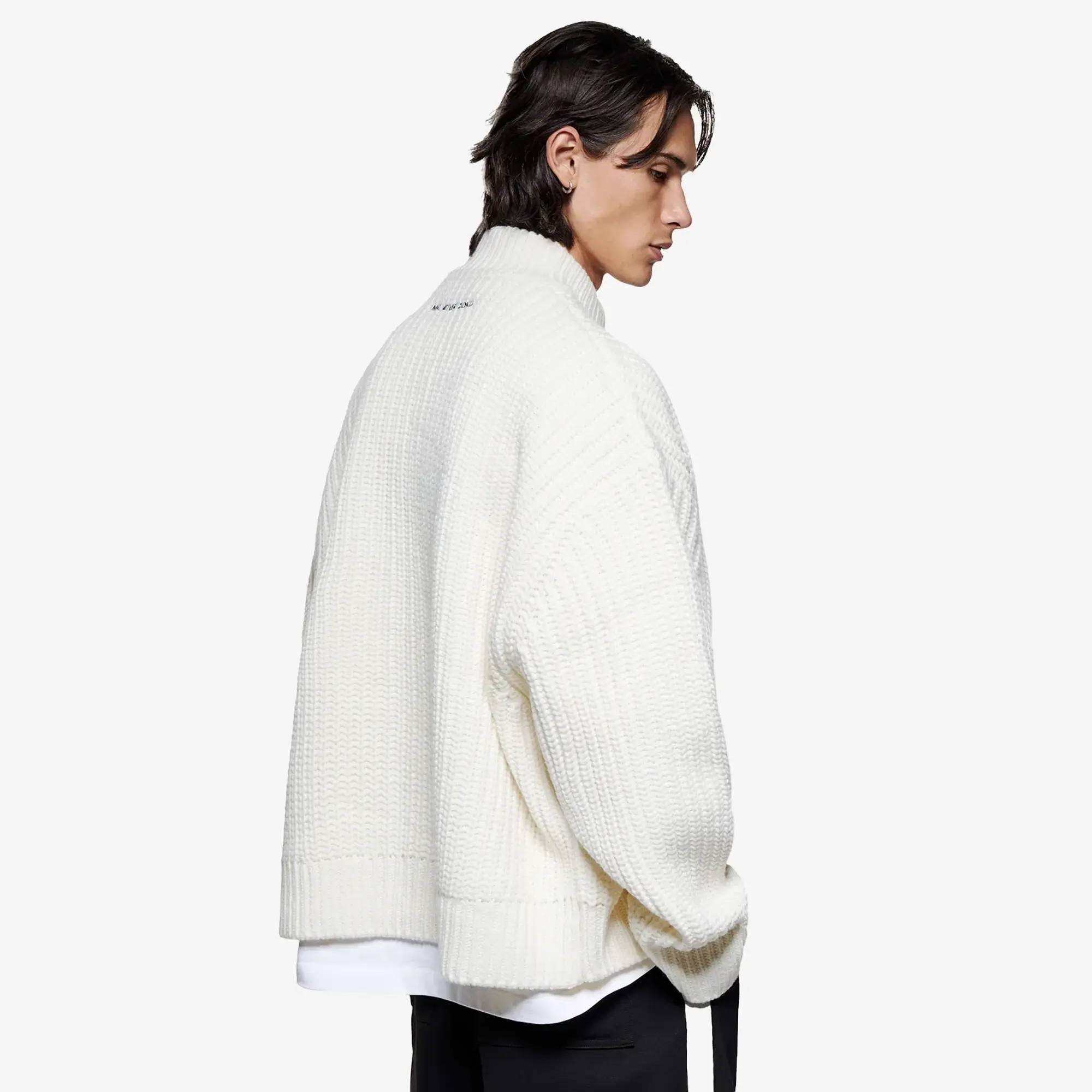 MKI Men's Chunky Rib Knit Track Jacket Off White