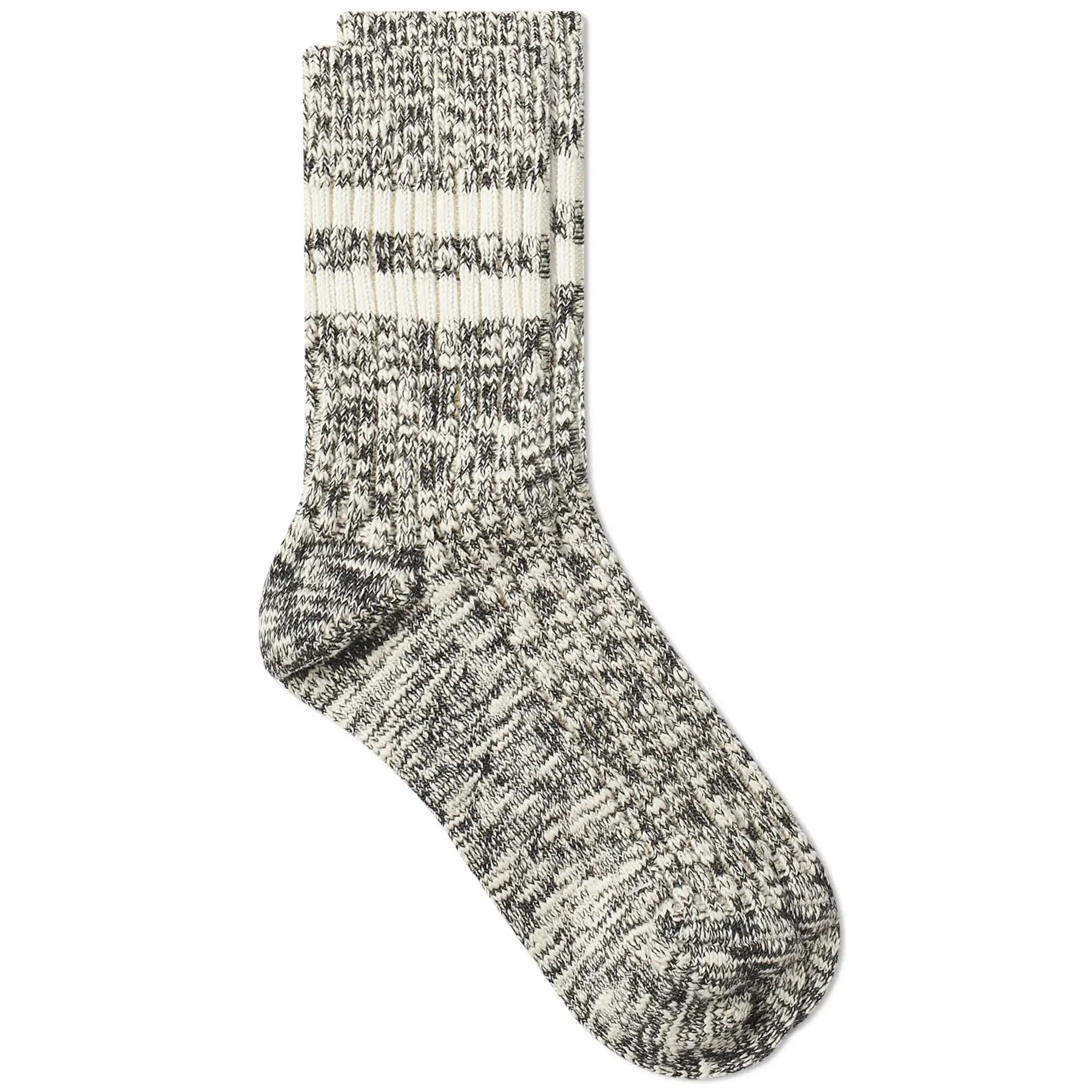 RoToTo OG Cotton Slub Stripe Socks - Black