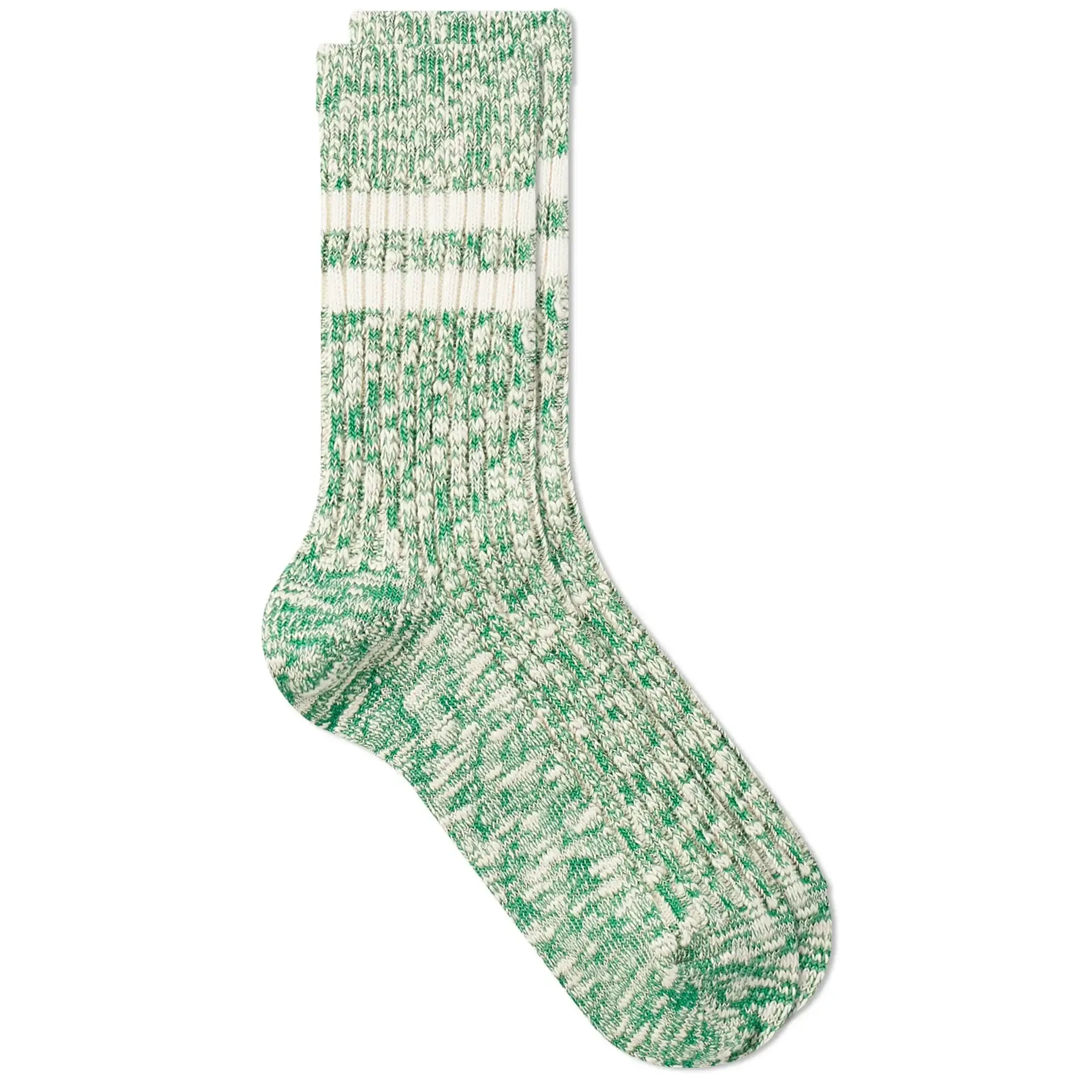 RoToTo OG Cotton Slub Stripe Socks - Green