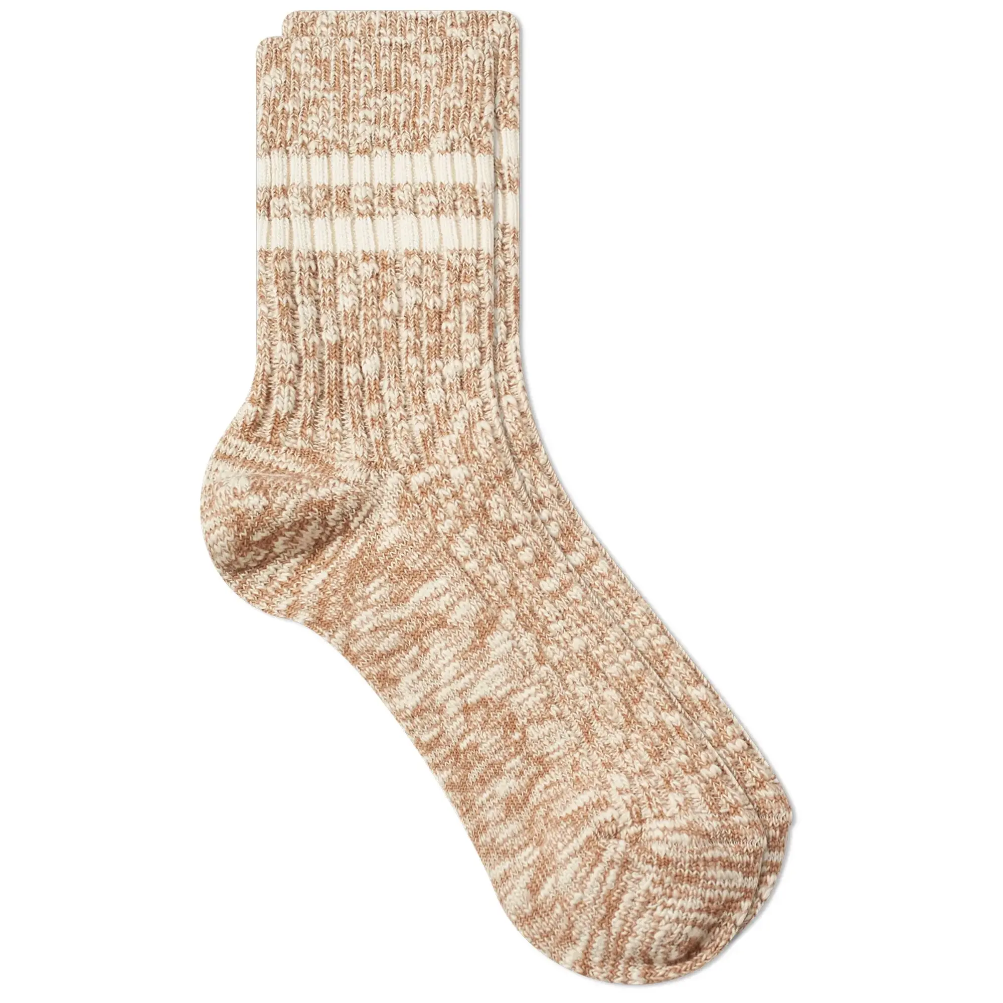 RoToTo OG Cotton Slub Stripe Socks - Coffee