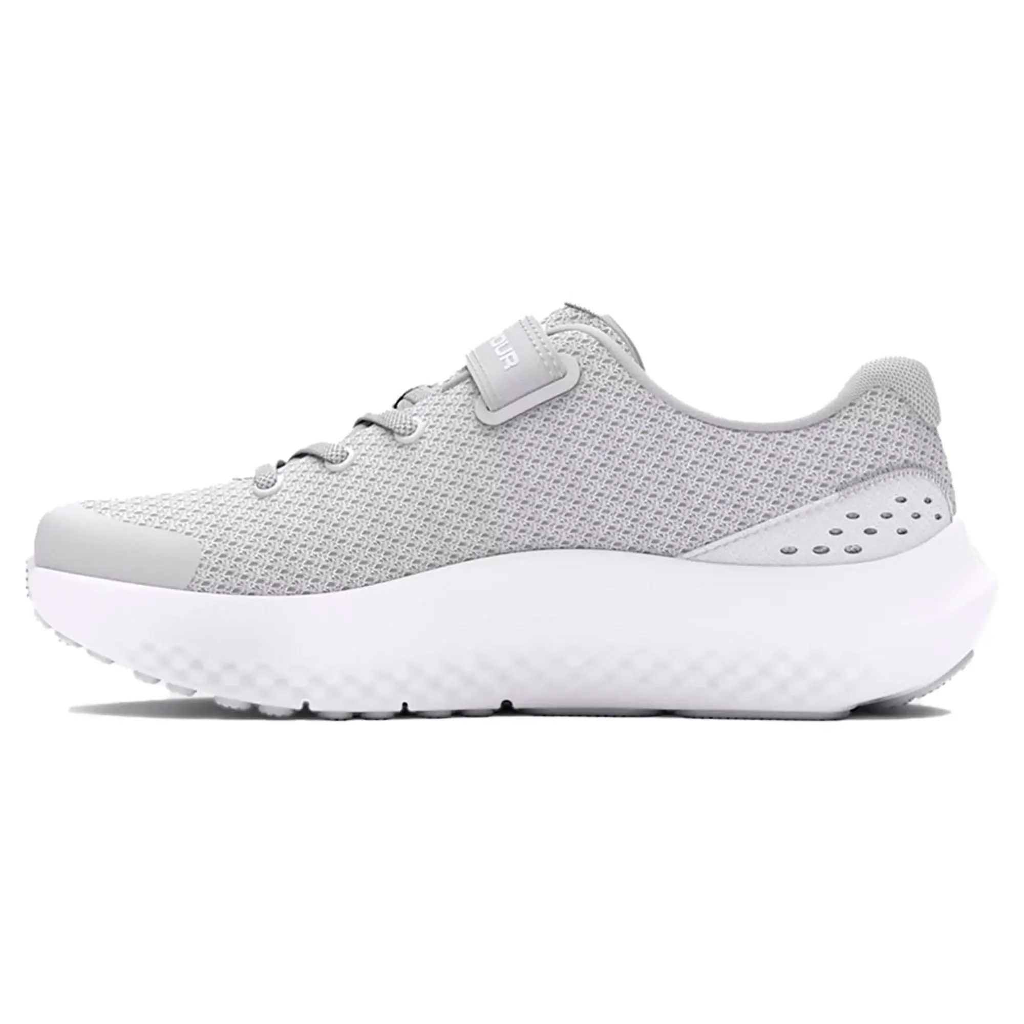 Girls' Pre-School  Under Armour  Surge 4 AC Running Shoes Halo Gray / White / Iridescent 12.5