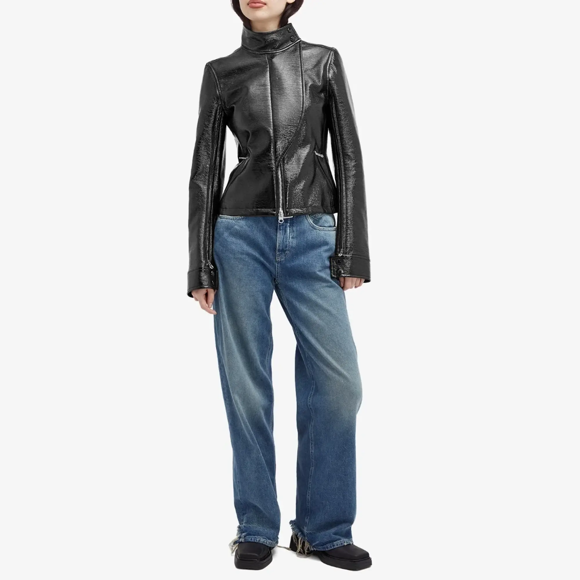 Courrèges Women's Motorcycle Vinyl Jacket Black
