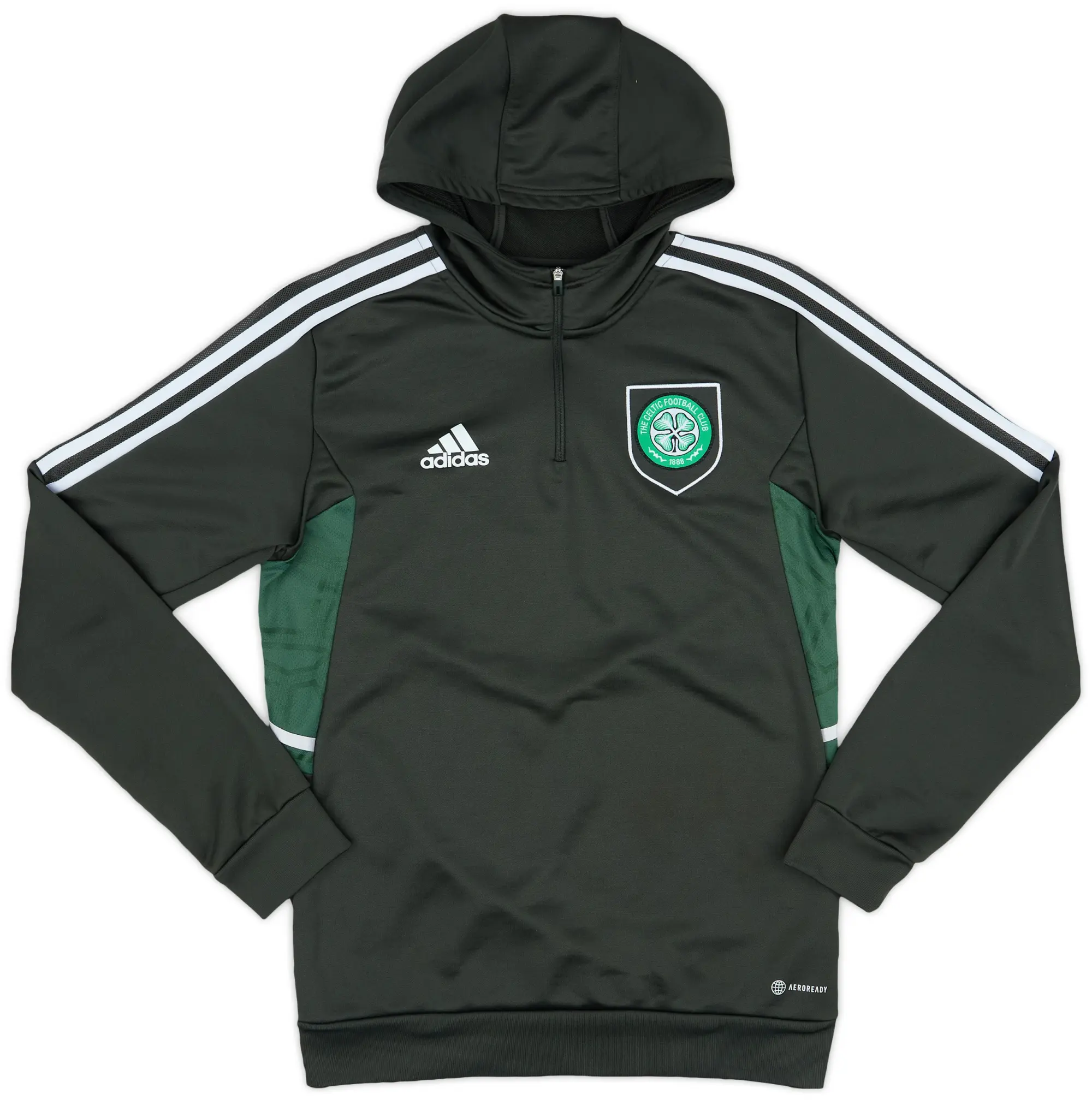 2022-23 Celtic adidas 1/4 Zip Hooded Training Top - 9/10 - (S)