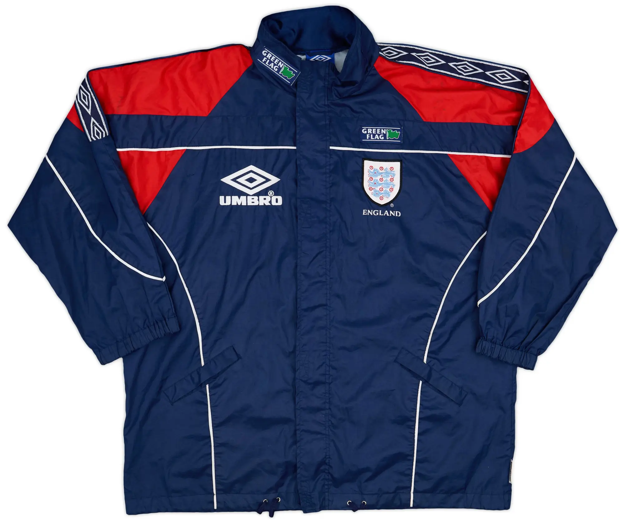 1995-97 England Umbro Hooded Rain Jacket - 8/10 - (XL)
