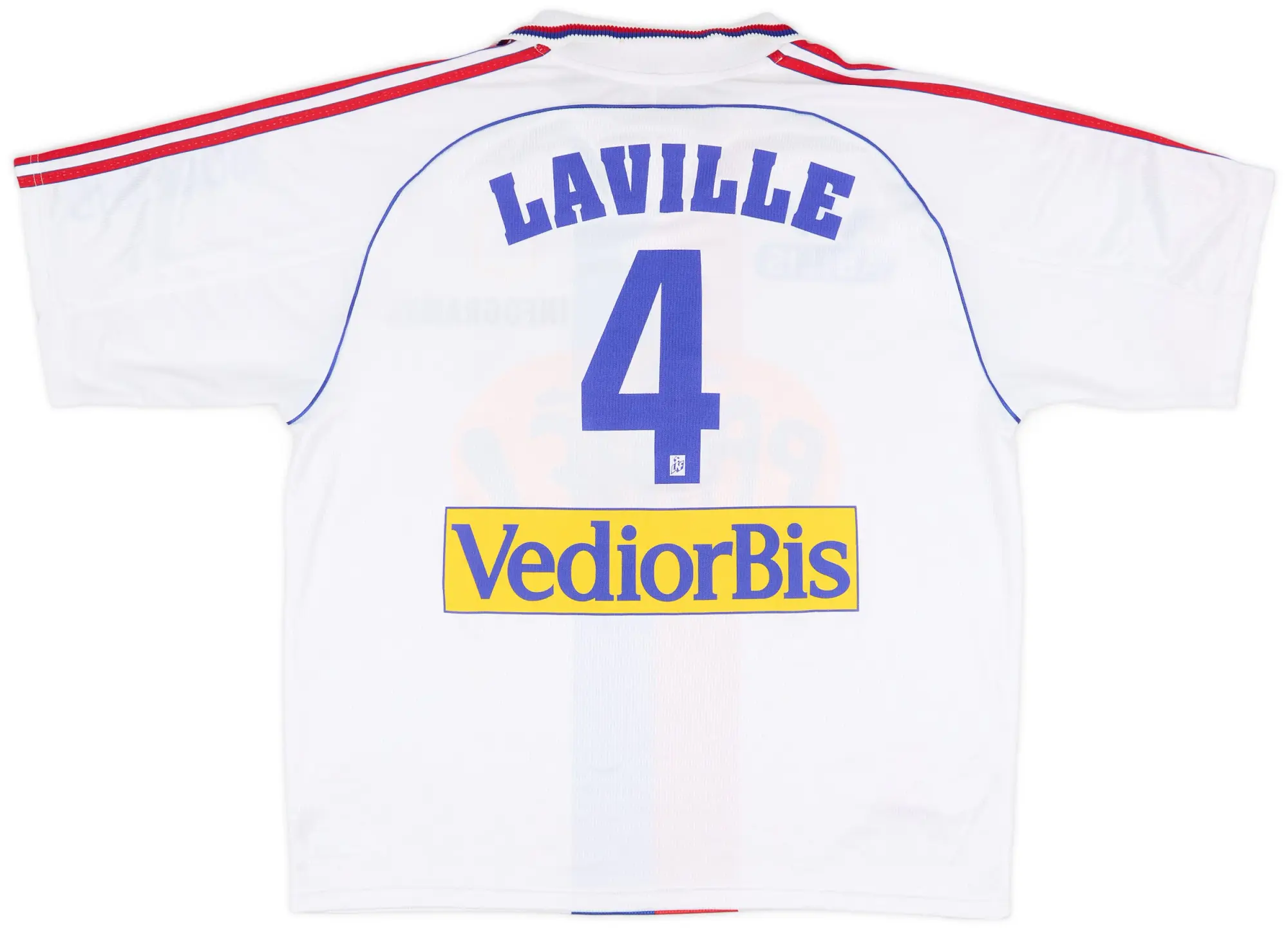 adidas 1999-00 Lyon Player Issue Home Shirt Laville #4 - 6/10 - (XL)