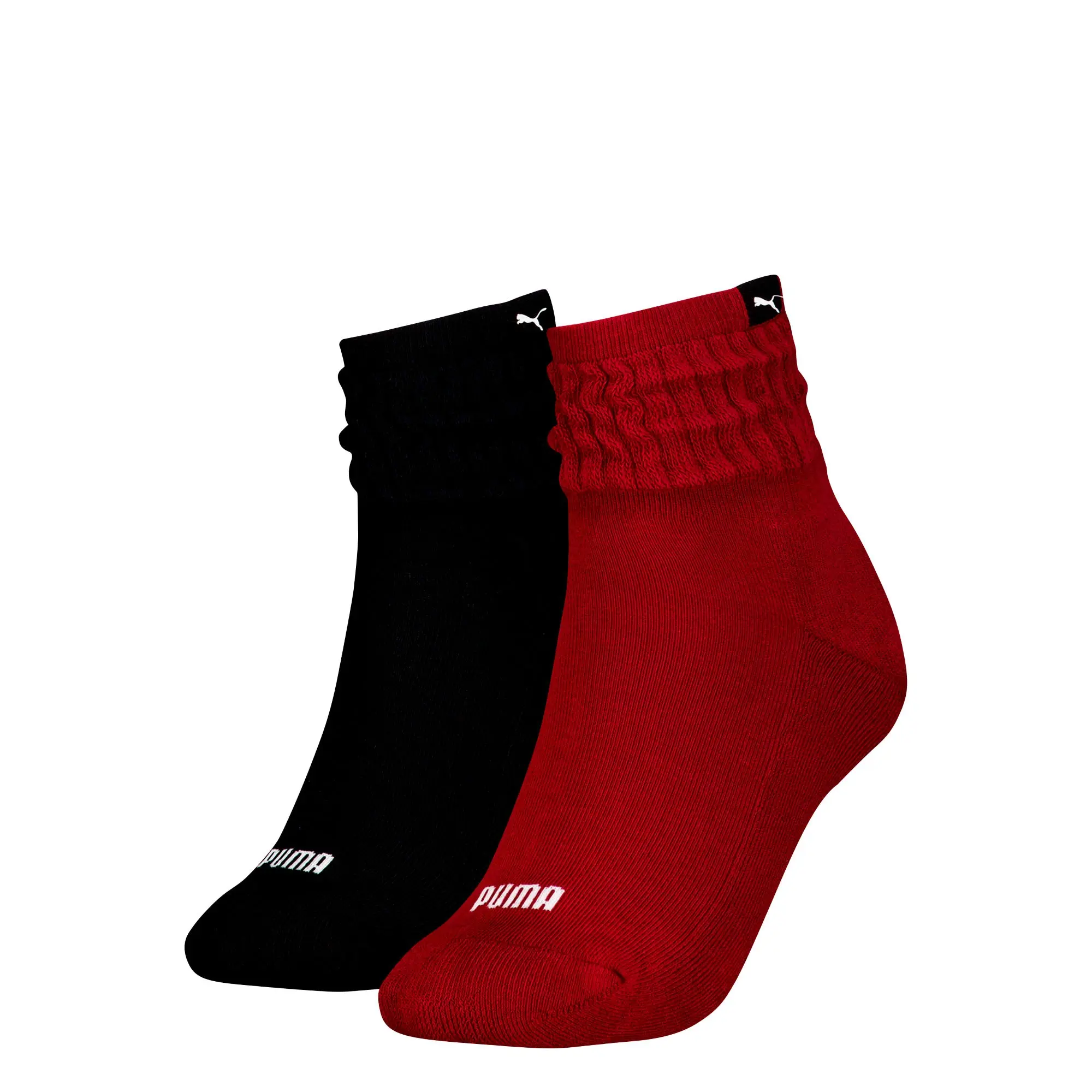 PUMA Women's Classic Short Slouch Socks 2 Pack, Red Combo
