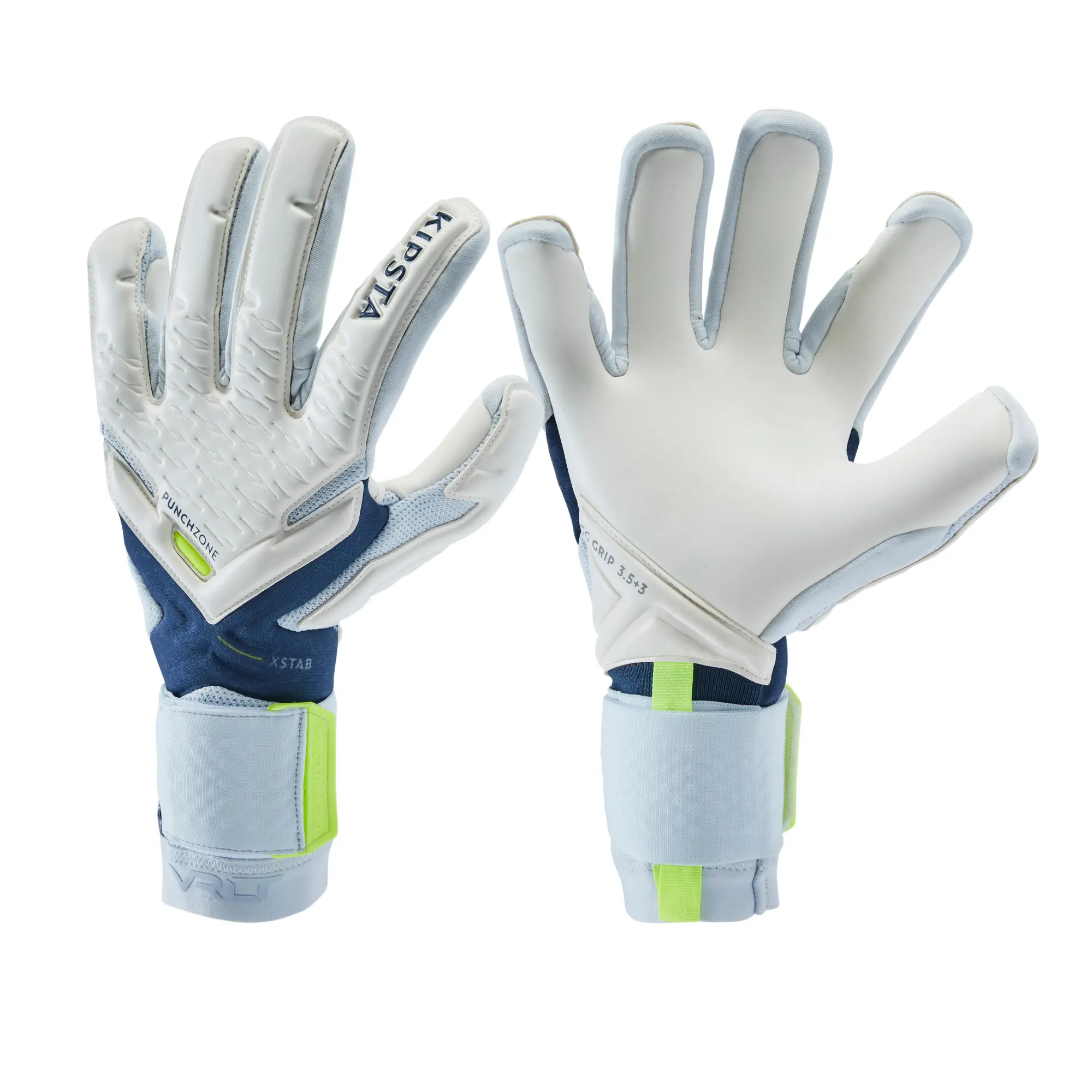 Kipsta Adult Football Goalkeeper Gloves F900 Viralto White Blue Yellow 8642230 FOOTY.COM