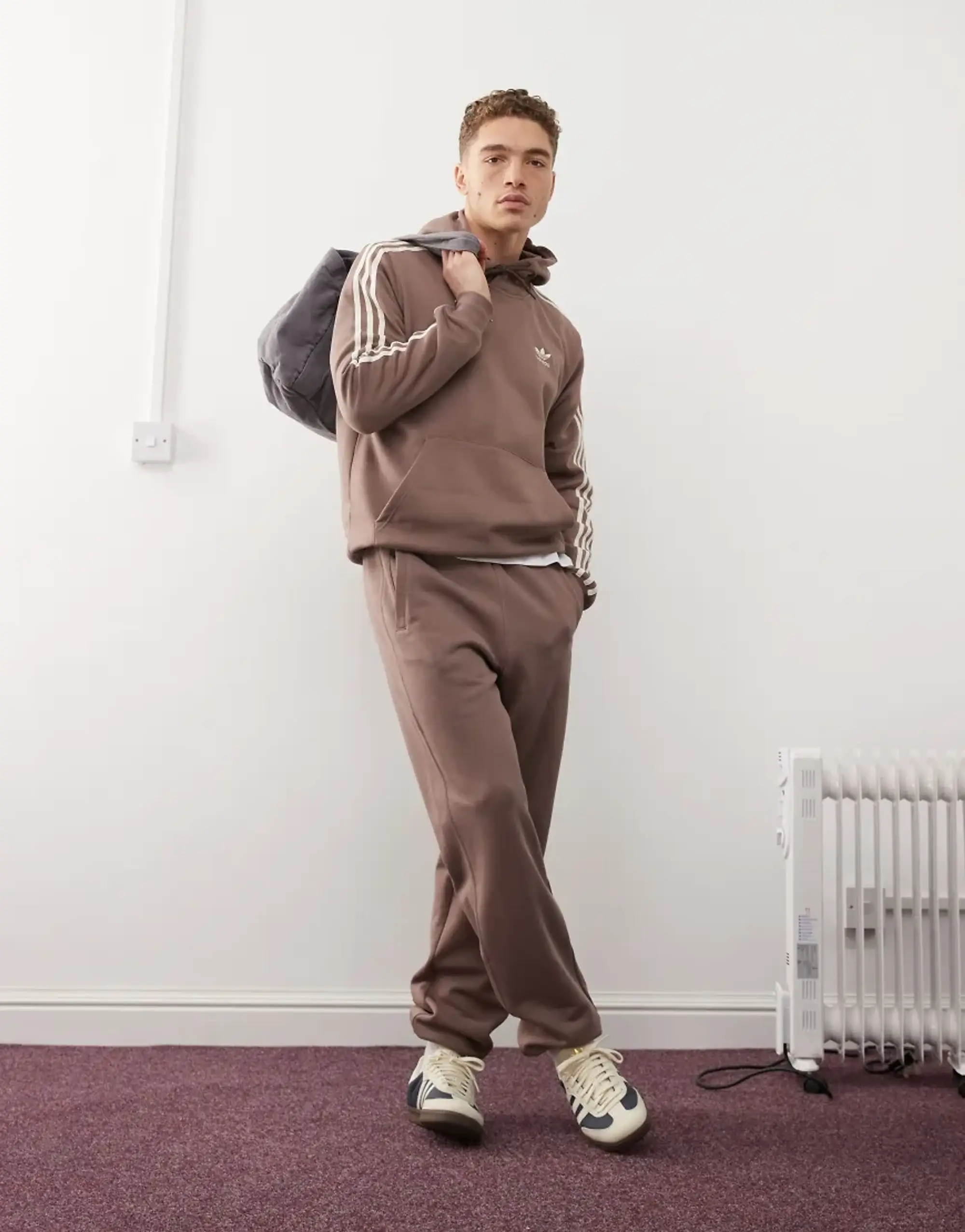 Adidas Originals Trefoil Essentials Joggers In Brown