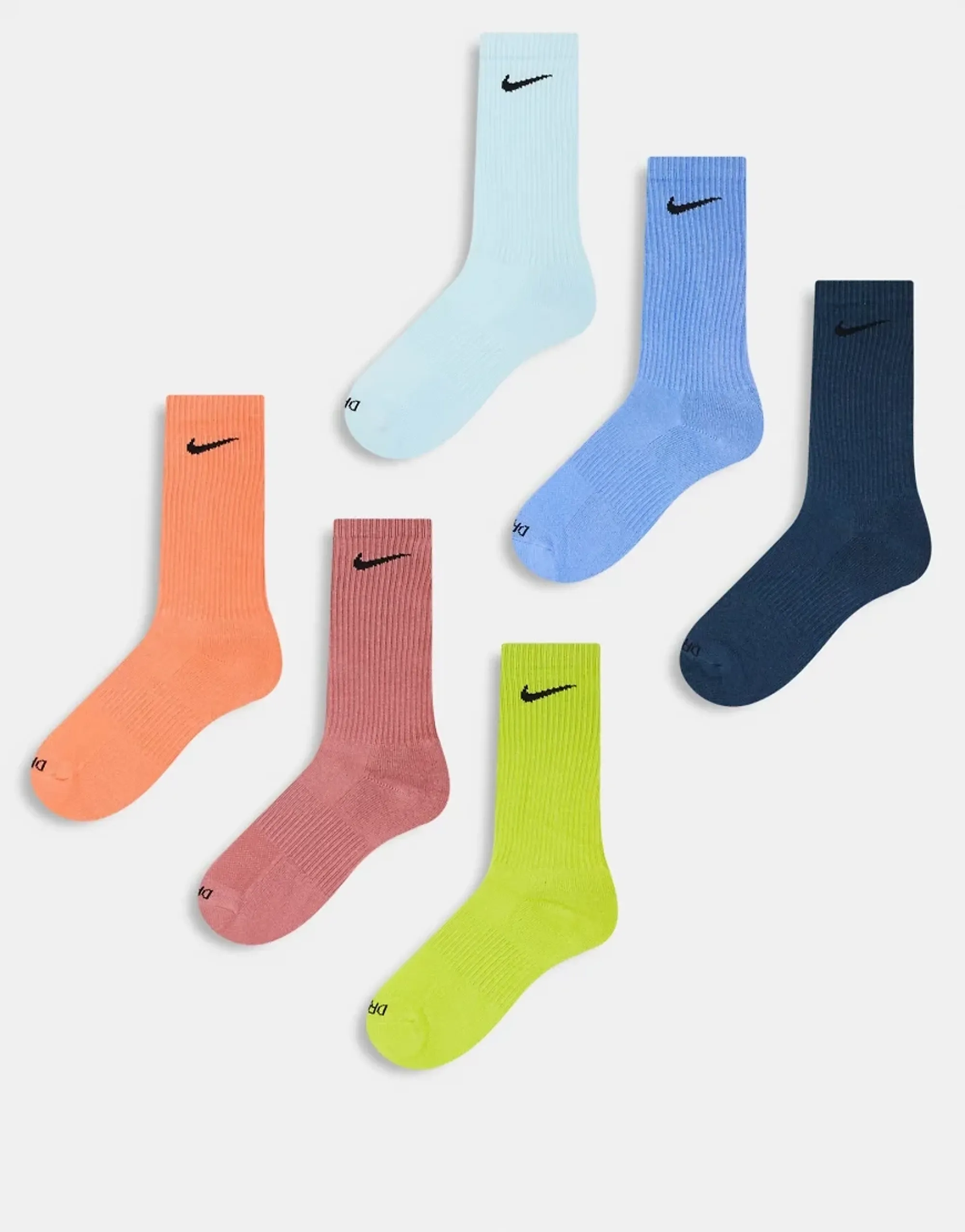 Nike multi kids everyday crew socks 6 pk