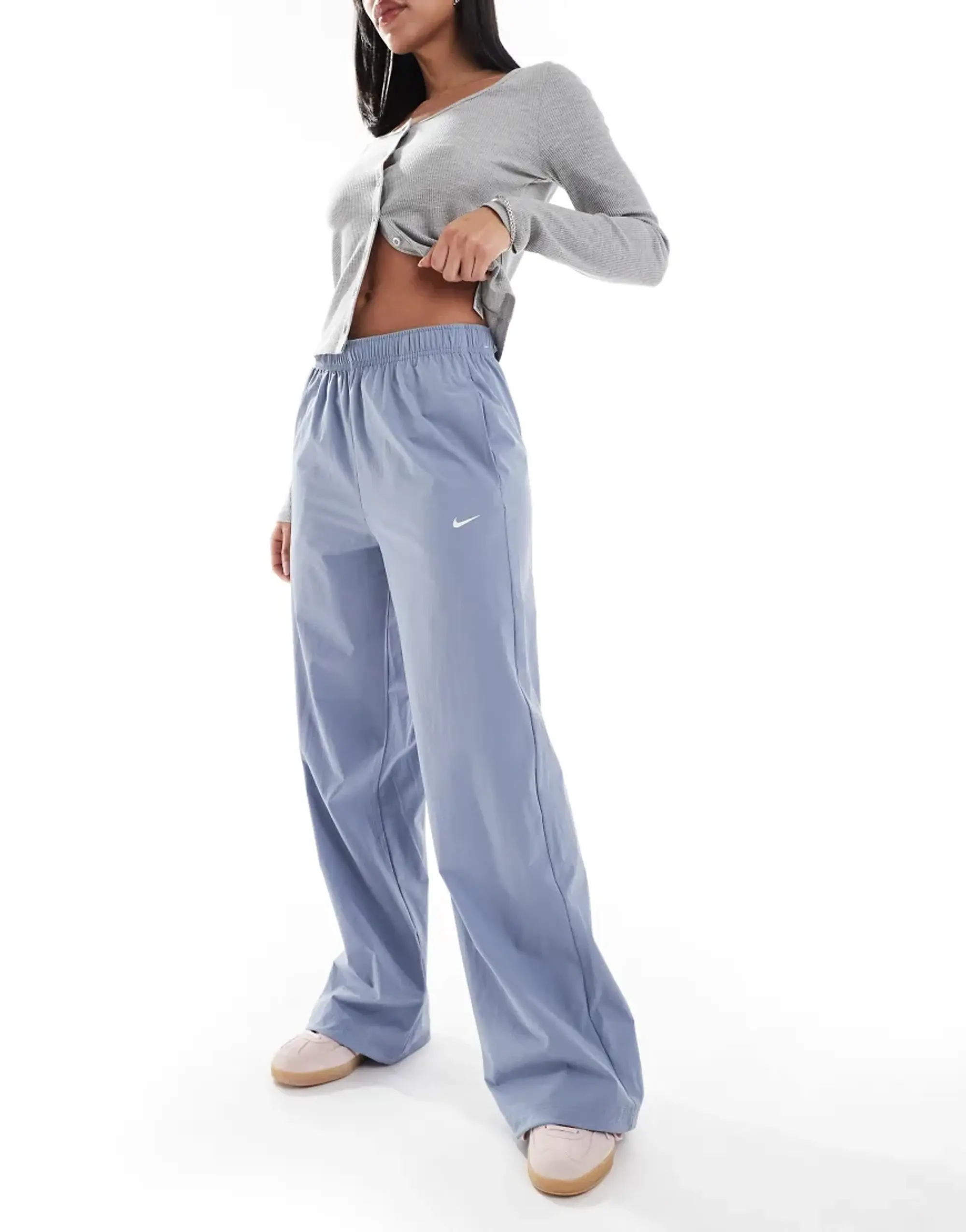 Nike Trend Street High Waisted Wide Leg Trousers In Blue