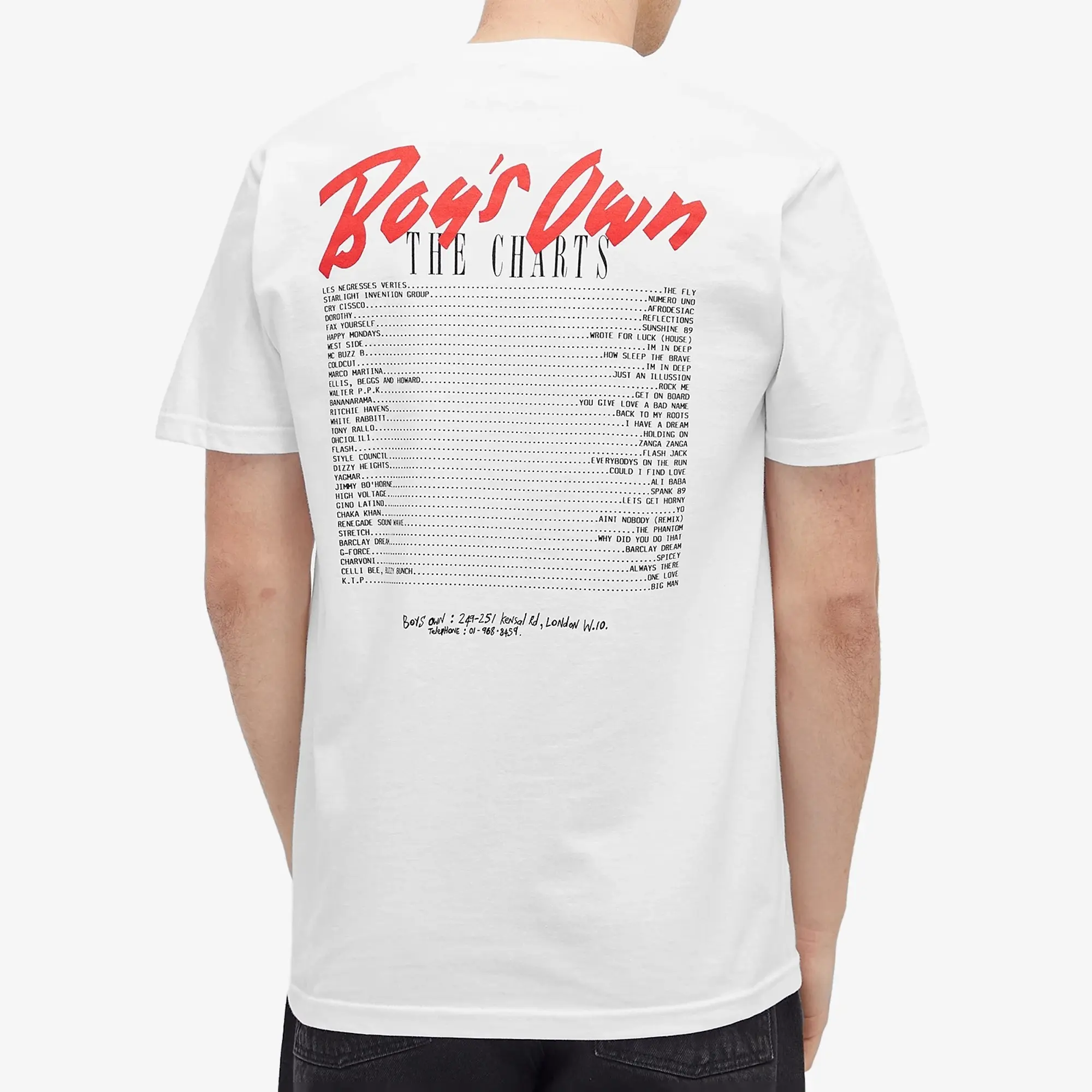 Boys Own Men's The Charts Print T Shirt White/Red